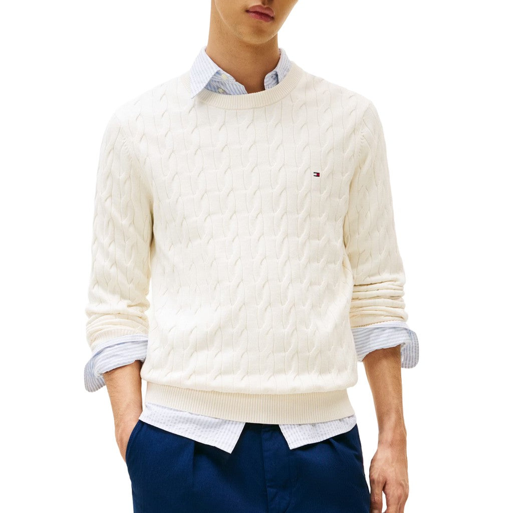 Tommy Hilfiger Effen trui met ronde hals en geborduurd logo