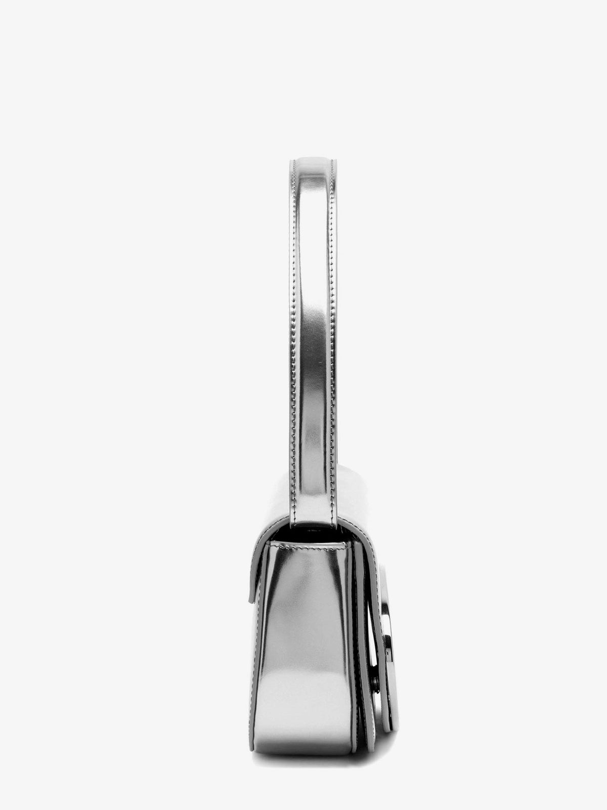 Diesel 1DR Schoudertas van gelamineerd leer – Zilver