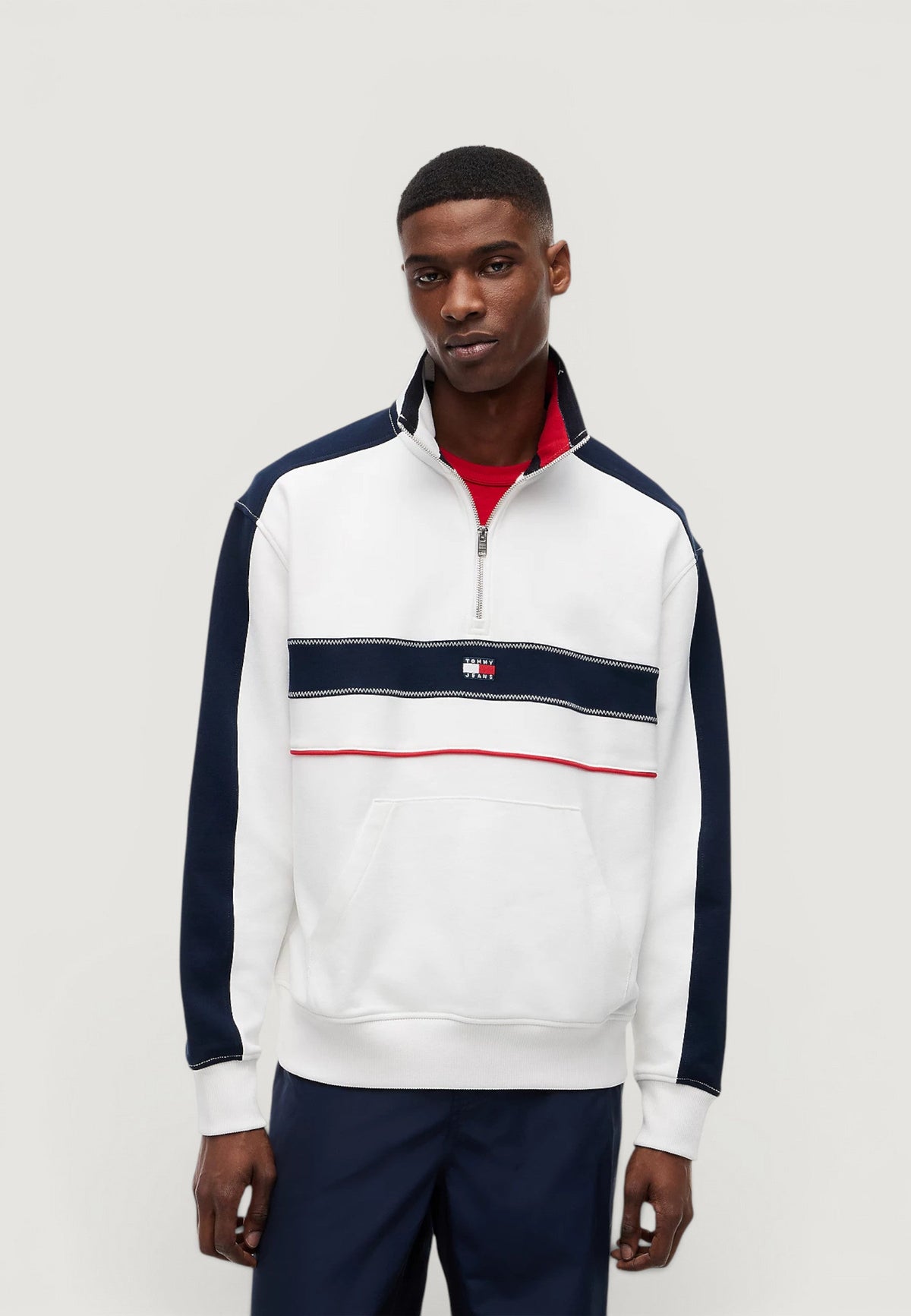 Tommy Hilfiger Gestreepte sweater met knopen – Wit
