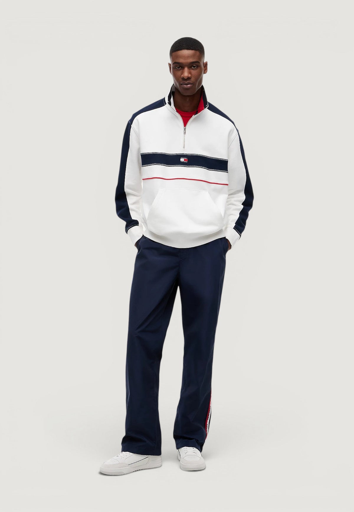 Tommy Hilfiger Gestreepte sweater met knopen – Wit