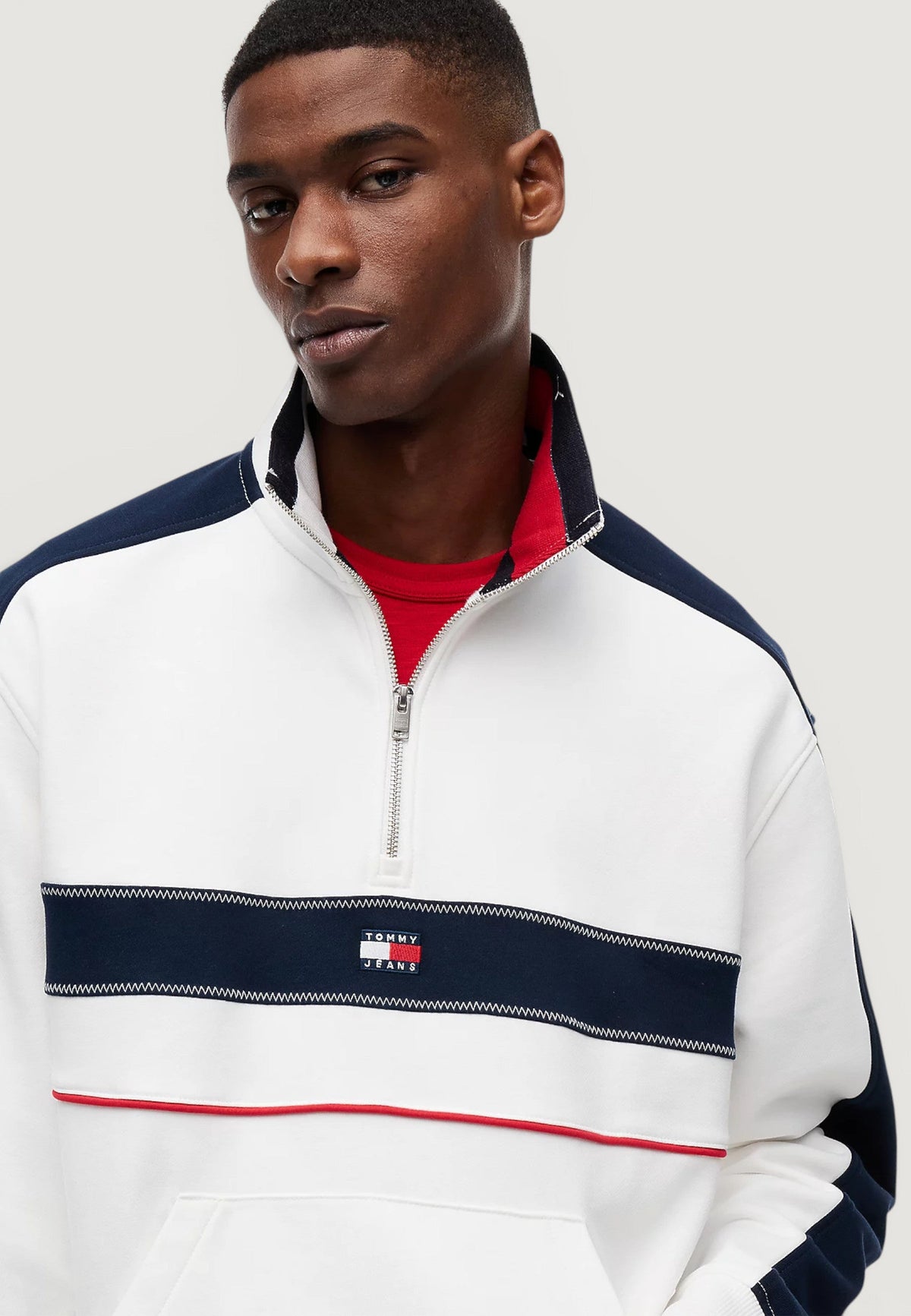 Tommy Hilfiger Gestreepte sweater met knopen – Wit
