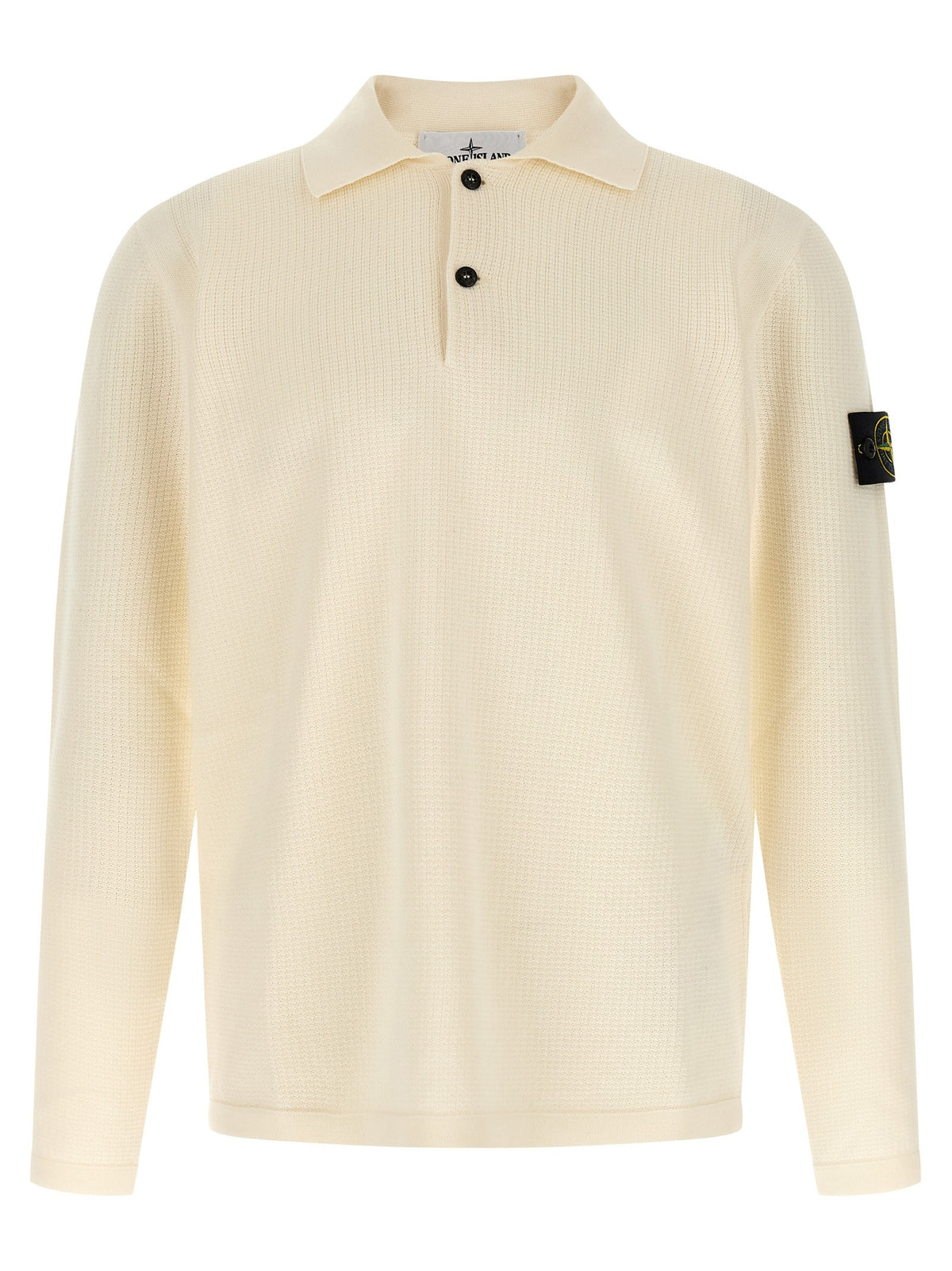 Stone Island Polo met lange mouwen – Ivoor