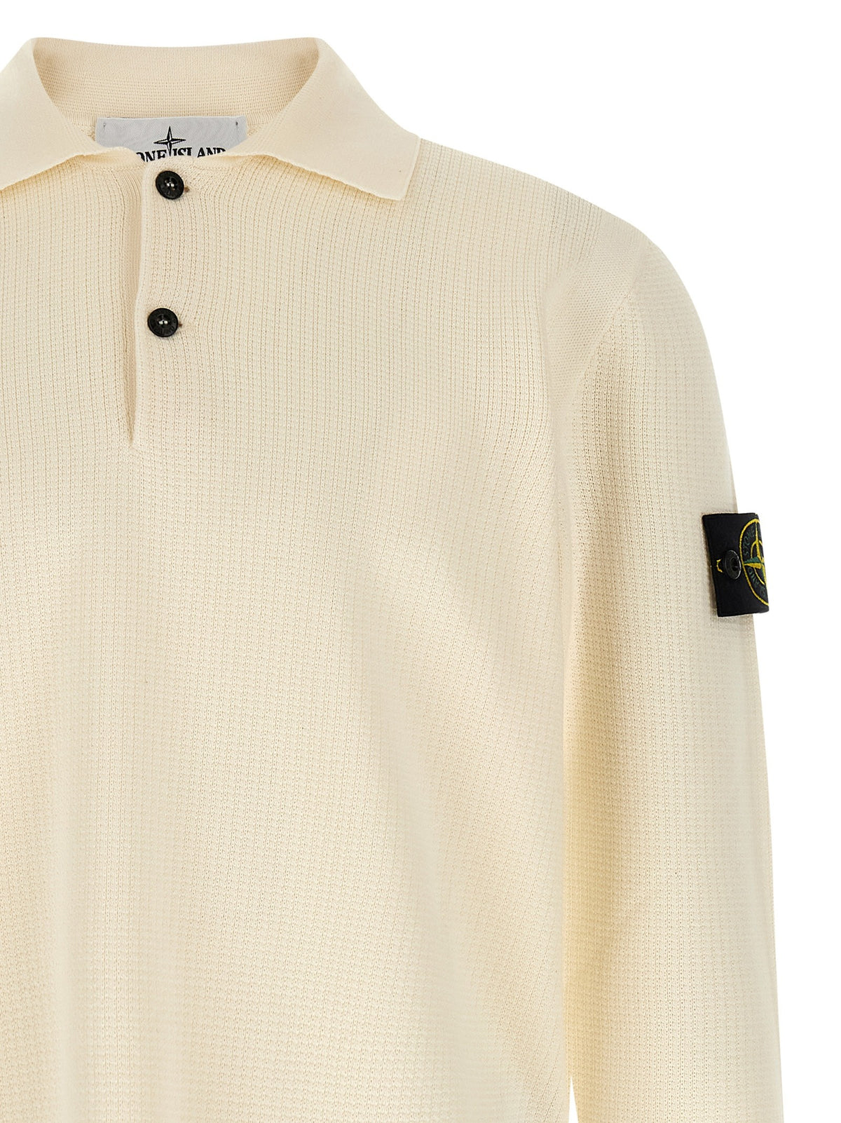 Stone Island Polo met lange mouwen – Ivoor