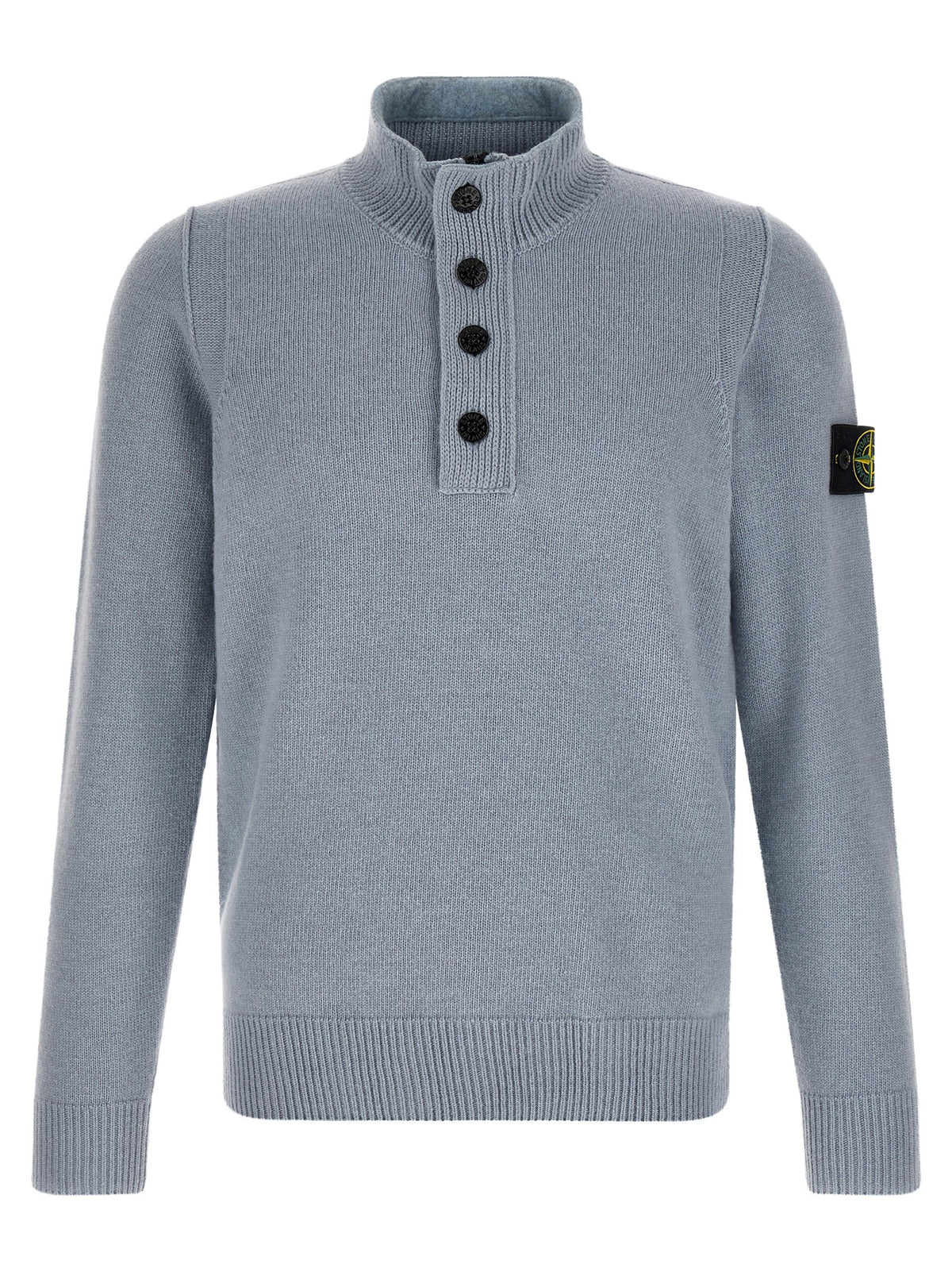 Stone Island Wollen Trui met halve rits – Lichtblauw