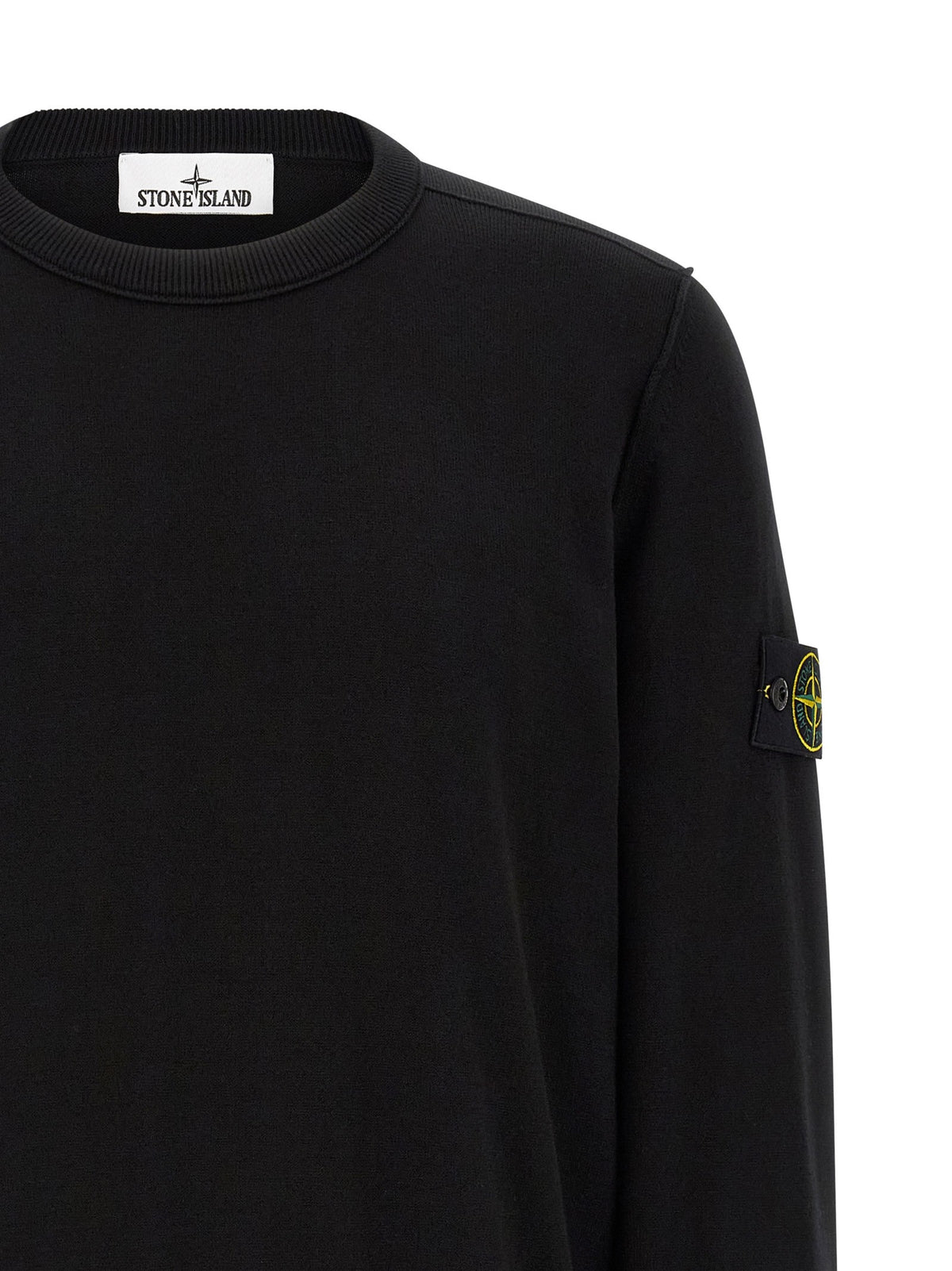 Stone Island Katoenen Trui met verlaagde schouders – Zwart