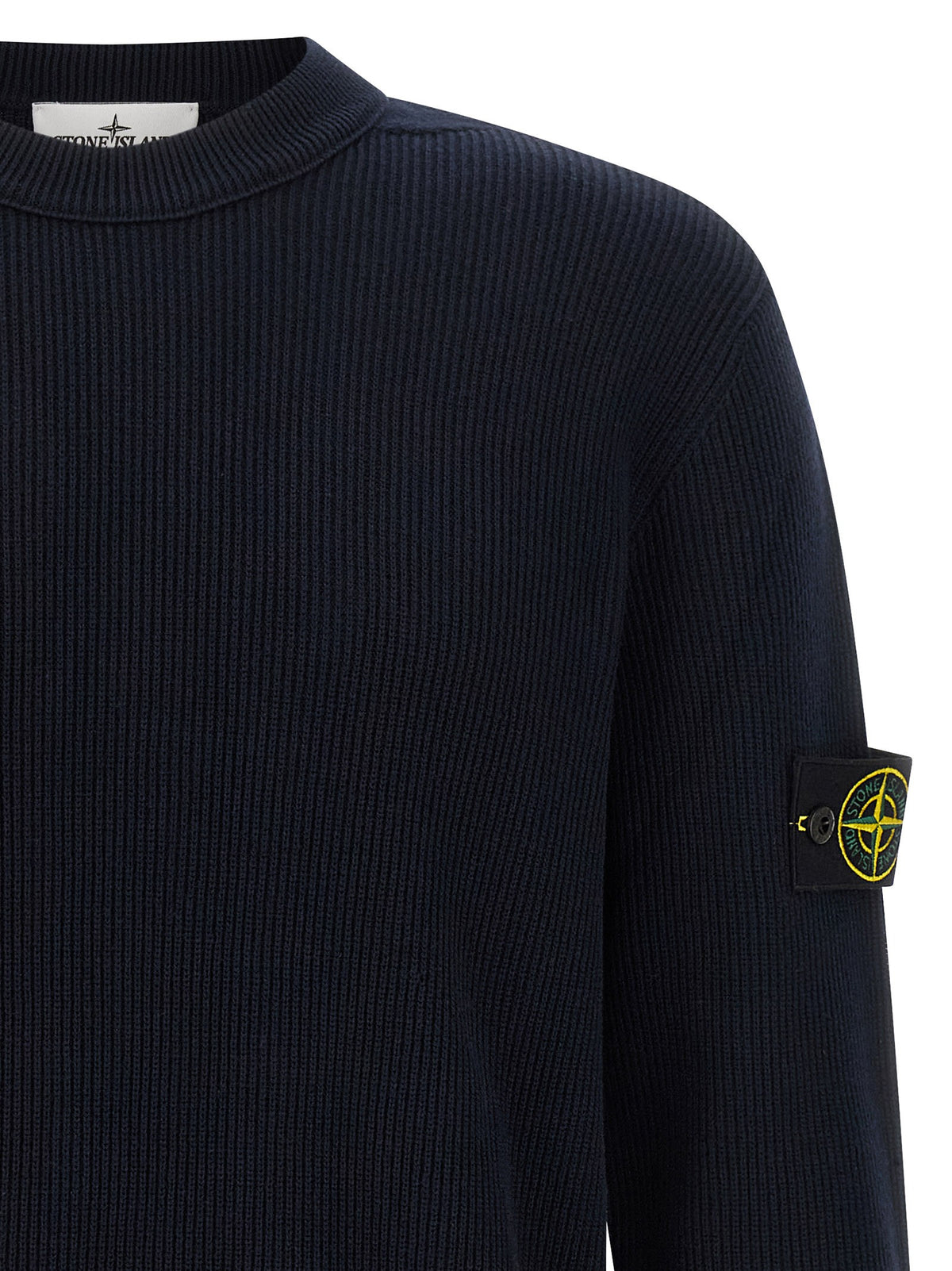 Stone Island Geribde Katoenen Trui – Marineblauw