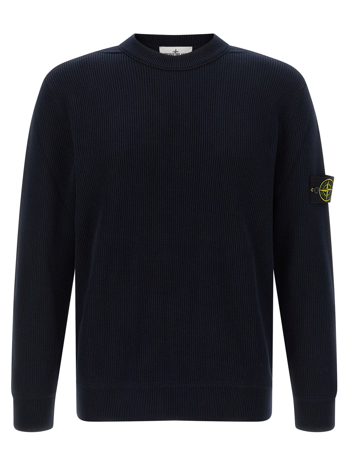 Stone Island Geribde Katoenen Trui – Marineblauw