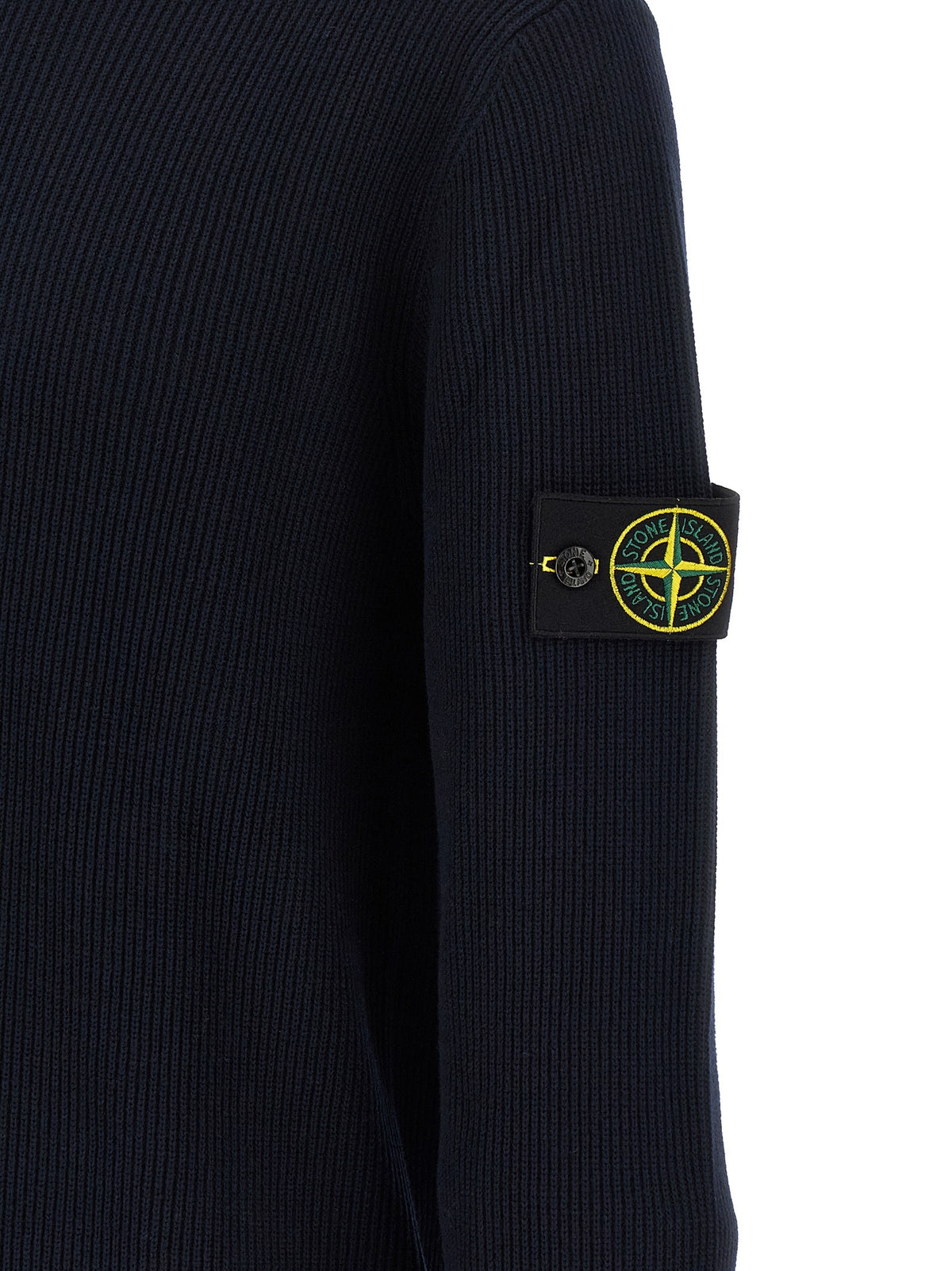 Stone Island Geribde Katoenen Trui – Marineblauw