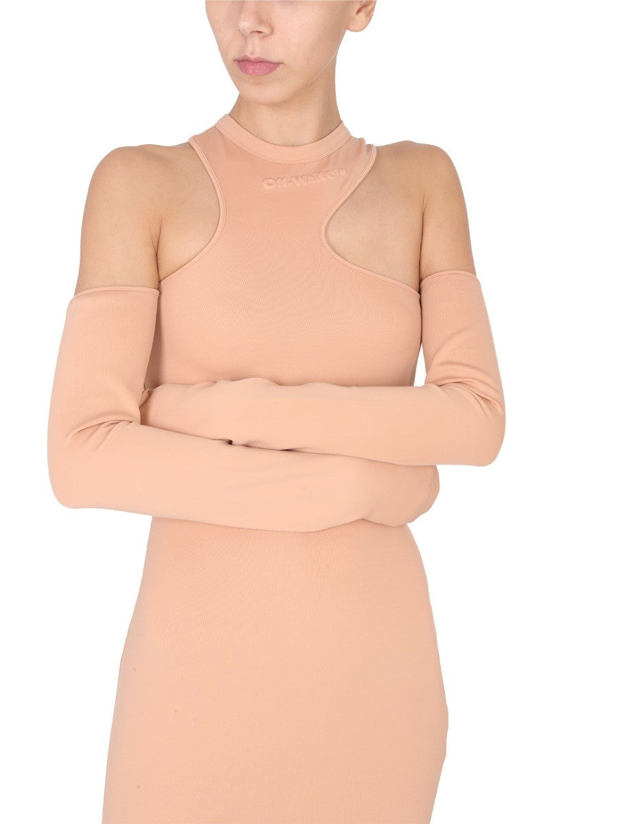 Off-White Asymmetrische Minijurk – Bruin