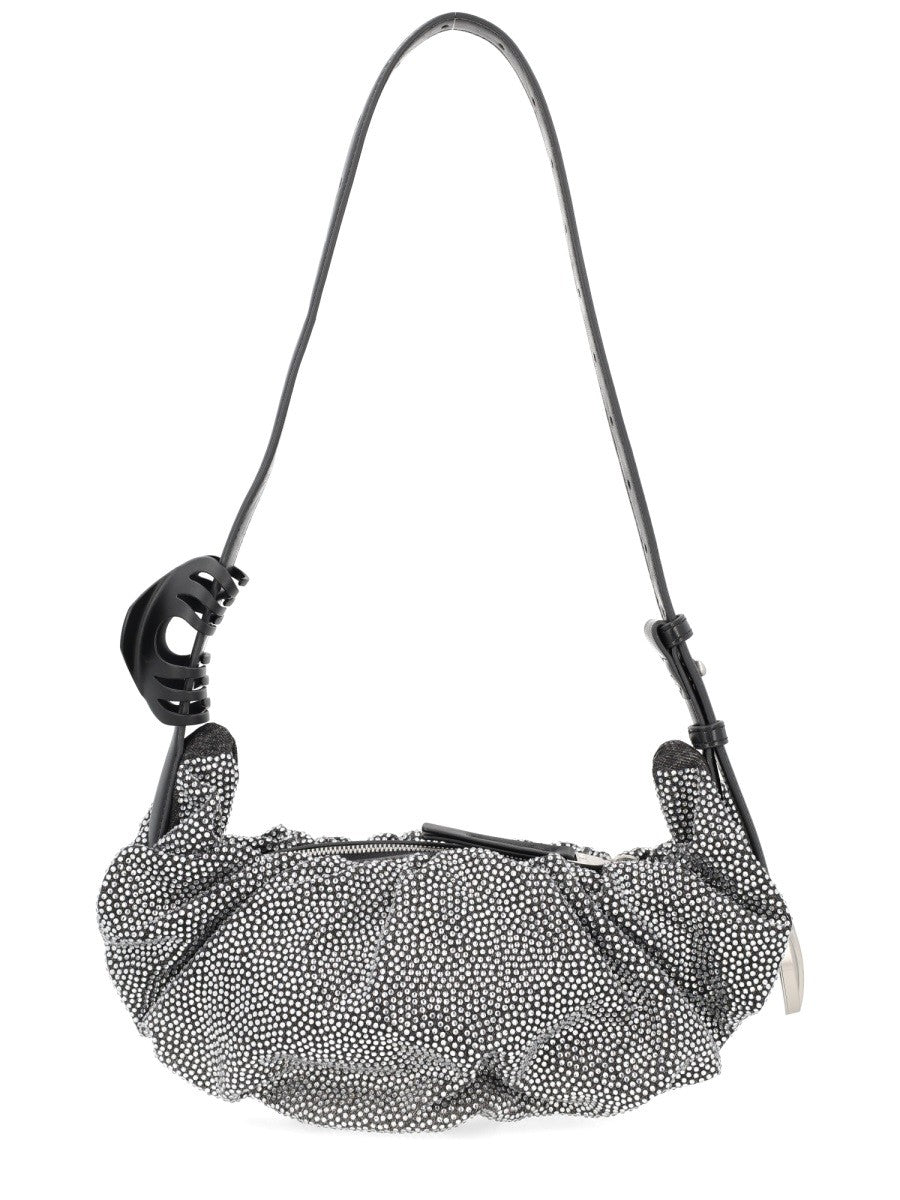 Diesel Geplooide schoudertas – Zwart / Wit