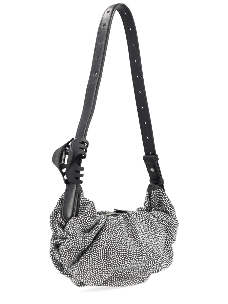 Diesel Geplooide schoudertas – Zwart / Wit