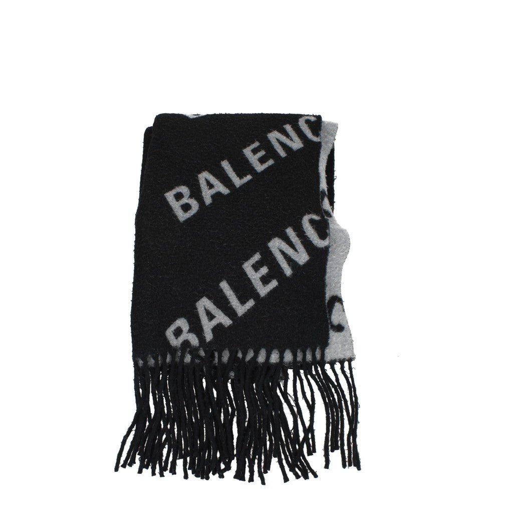 Balenciaga Wollen sjaal met logo – Zwart