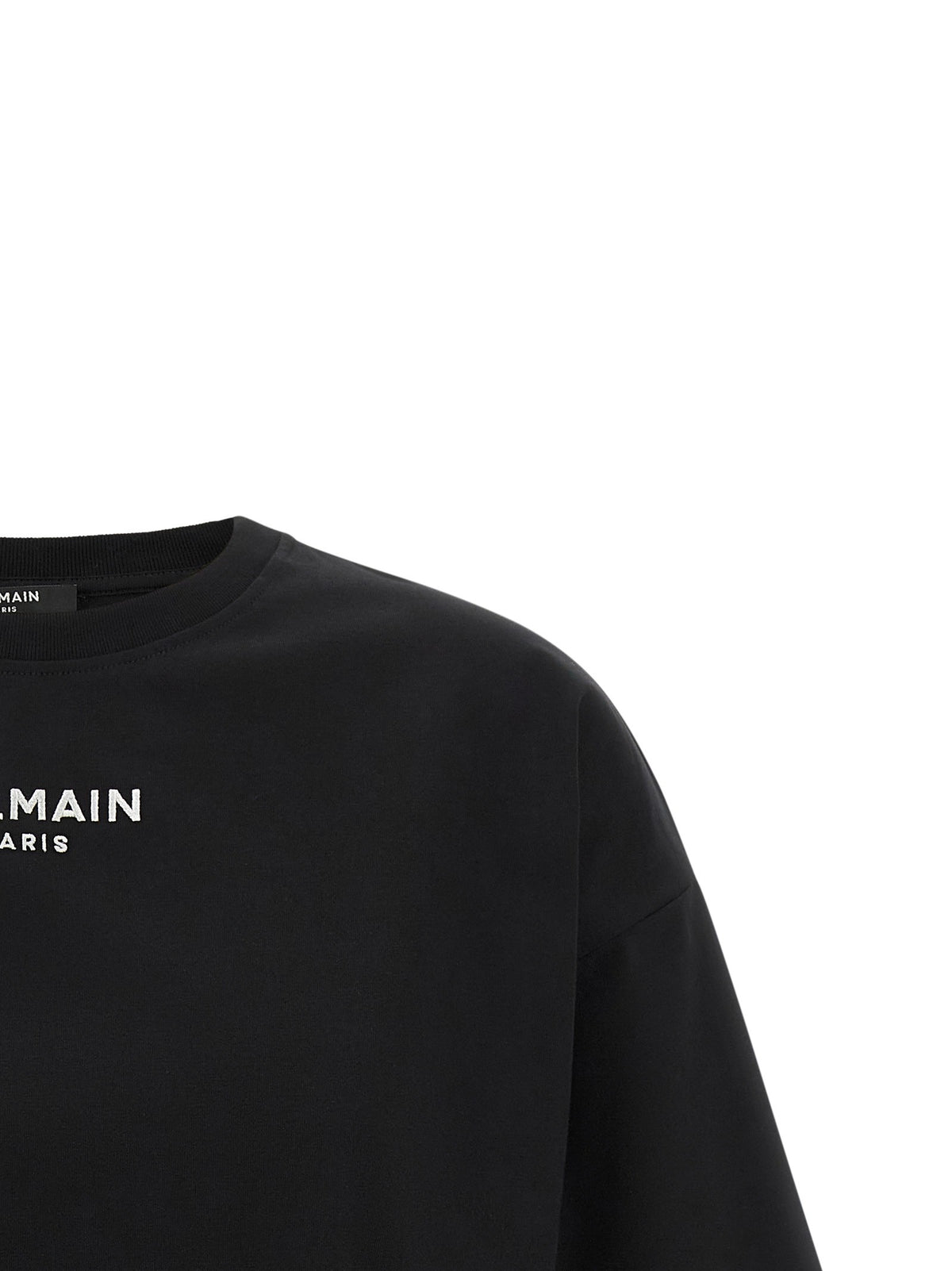 Balmain Cropped T-shirt met logo – Zwart
