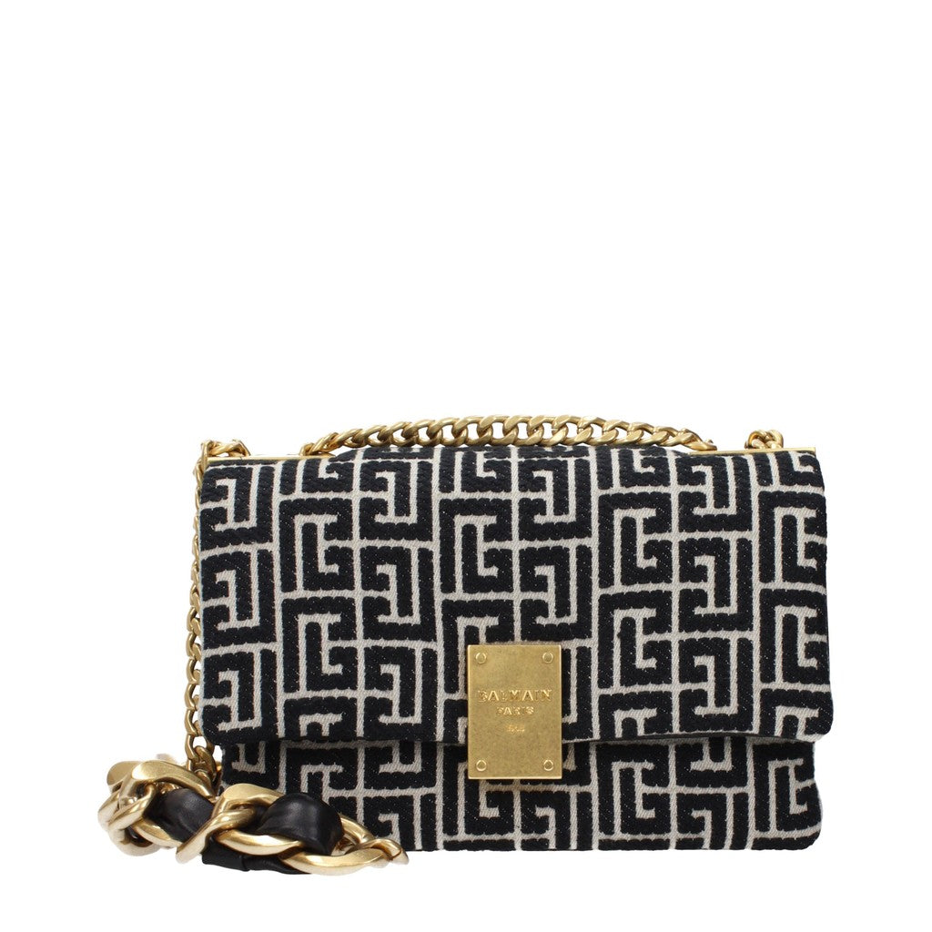 Balmain Schoudertas van stof en leer – Zwart
