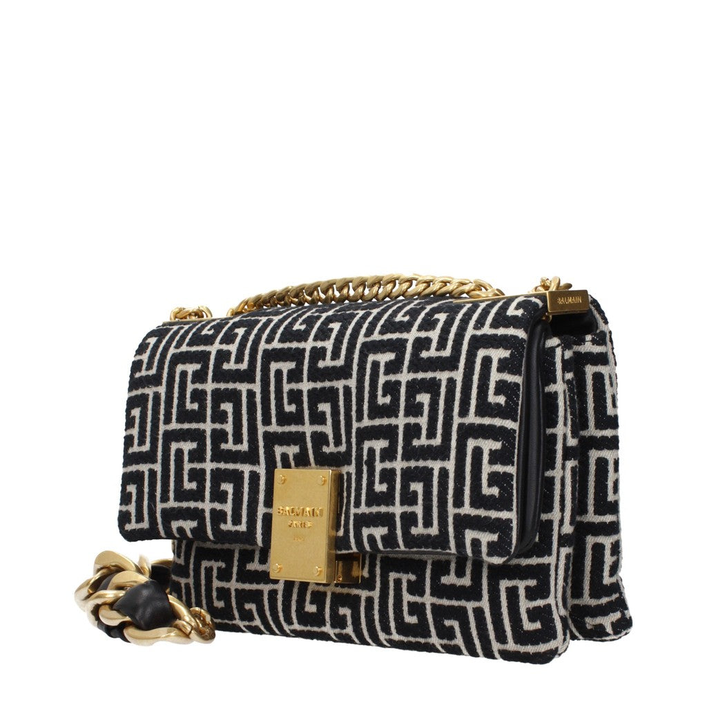 Balmain Schoudertas van stof en leer – Zwart