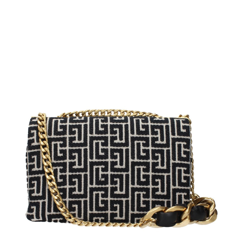 Balmain Schoudertas van stof en leer – Zwart