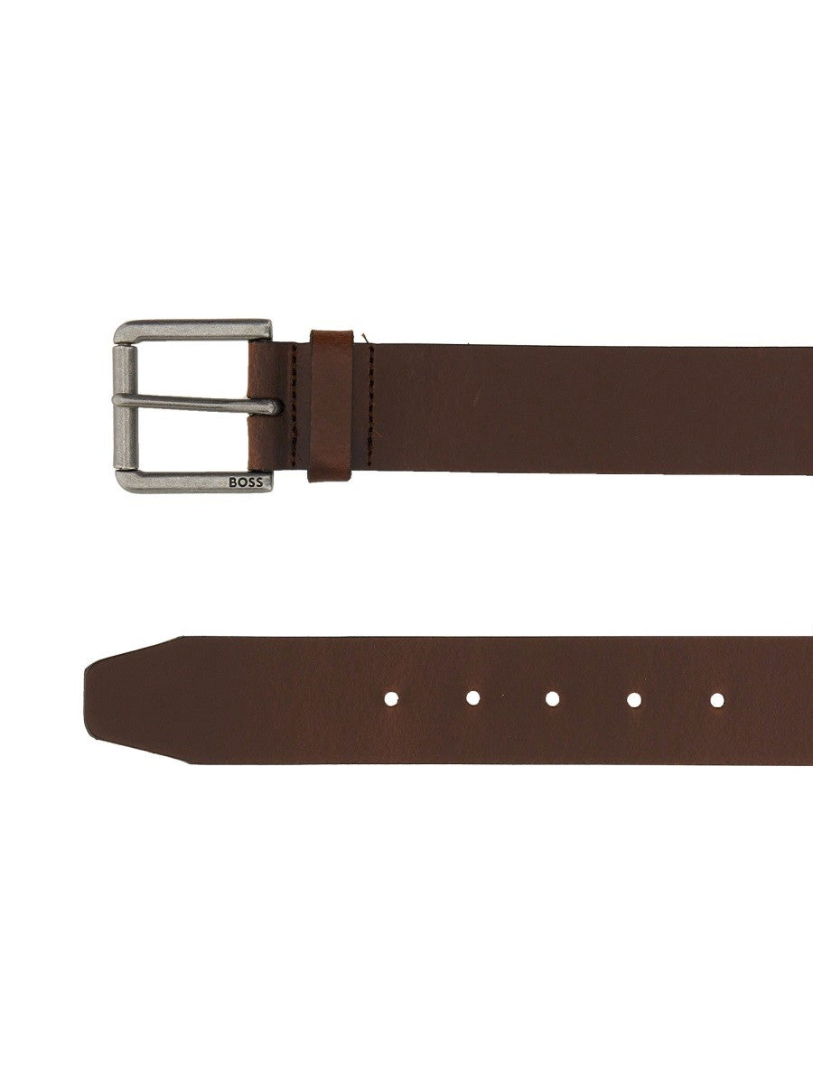 Boss Leren Riem met gesp – Bruin