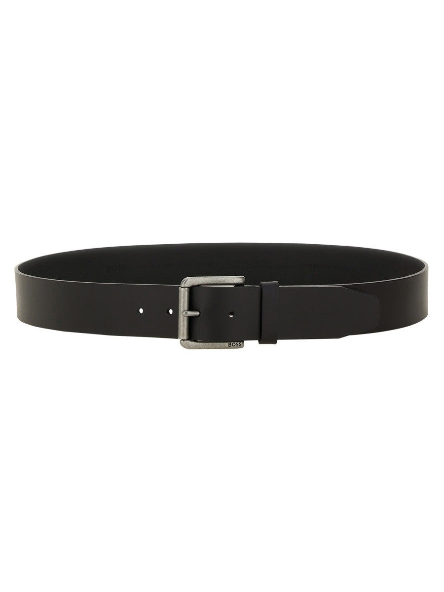 Boss Leren Riem met gesp – Zwart