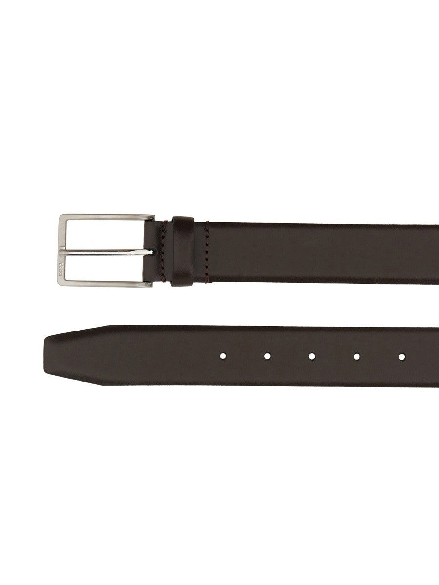 Boss Leren Riem met gesp – Donkerbruin