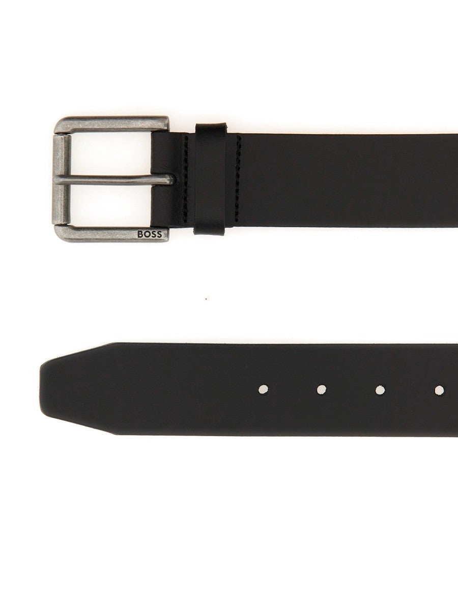 Boss Leren Riem met gesp – Zwart