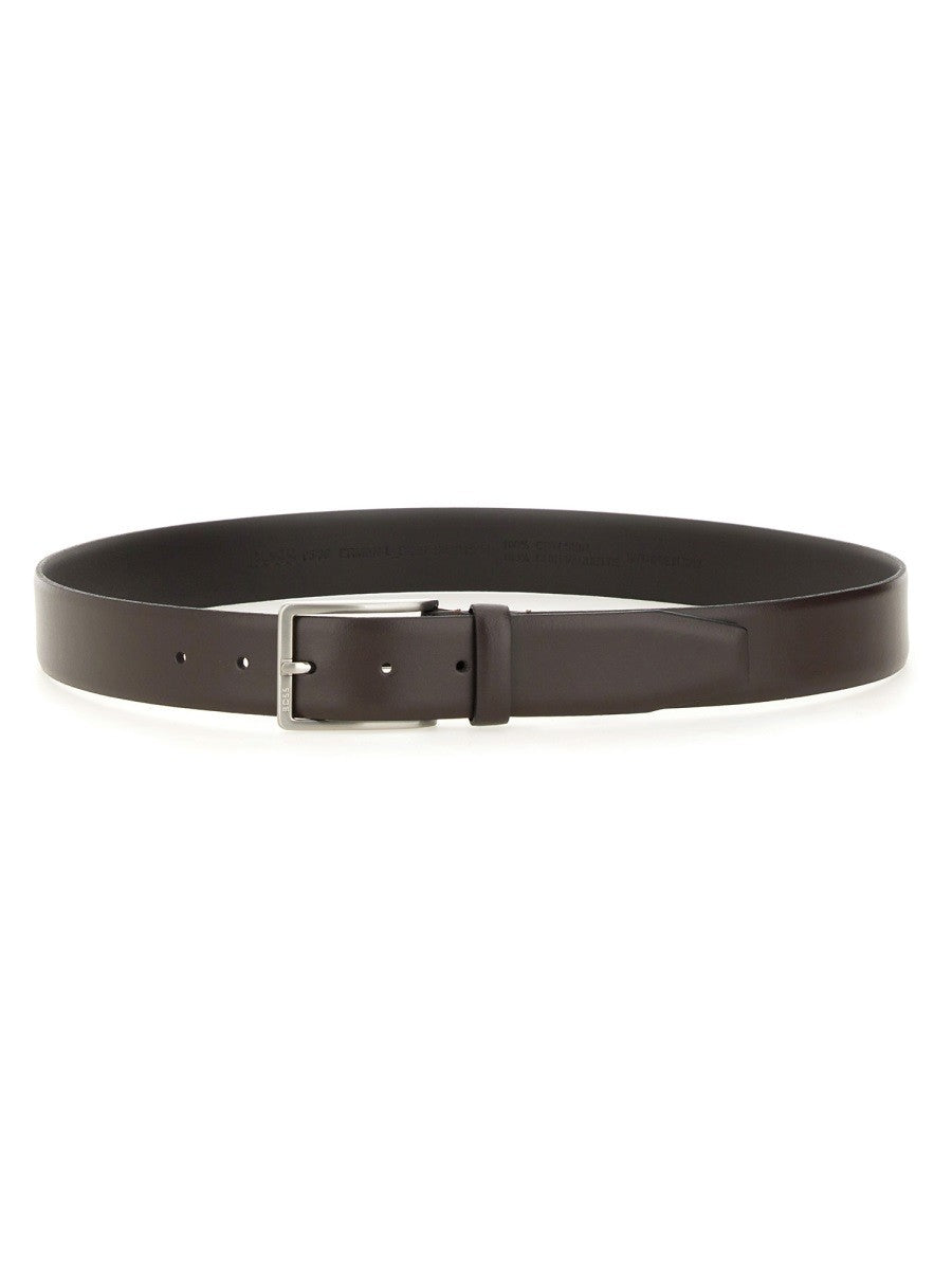 Boss Leren Riem met gesp – Donkerbruin