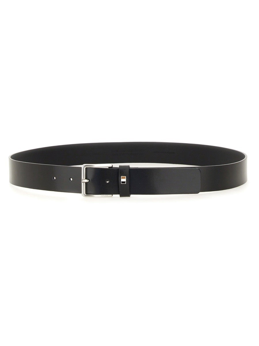 Boss Leren Riem met gesp – Zwart
