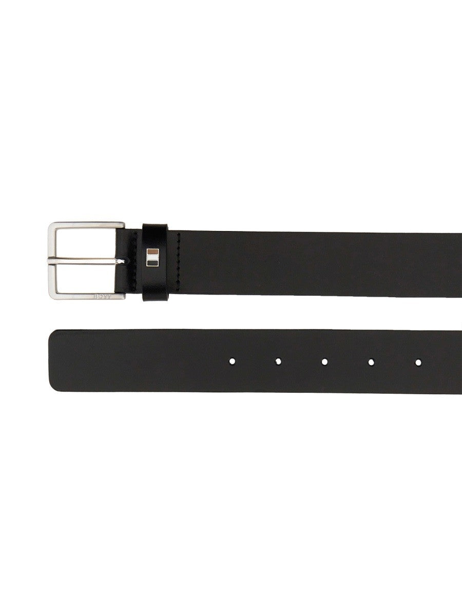 Boss Leren Riem met gesp – Zwart