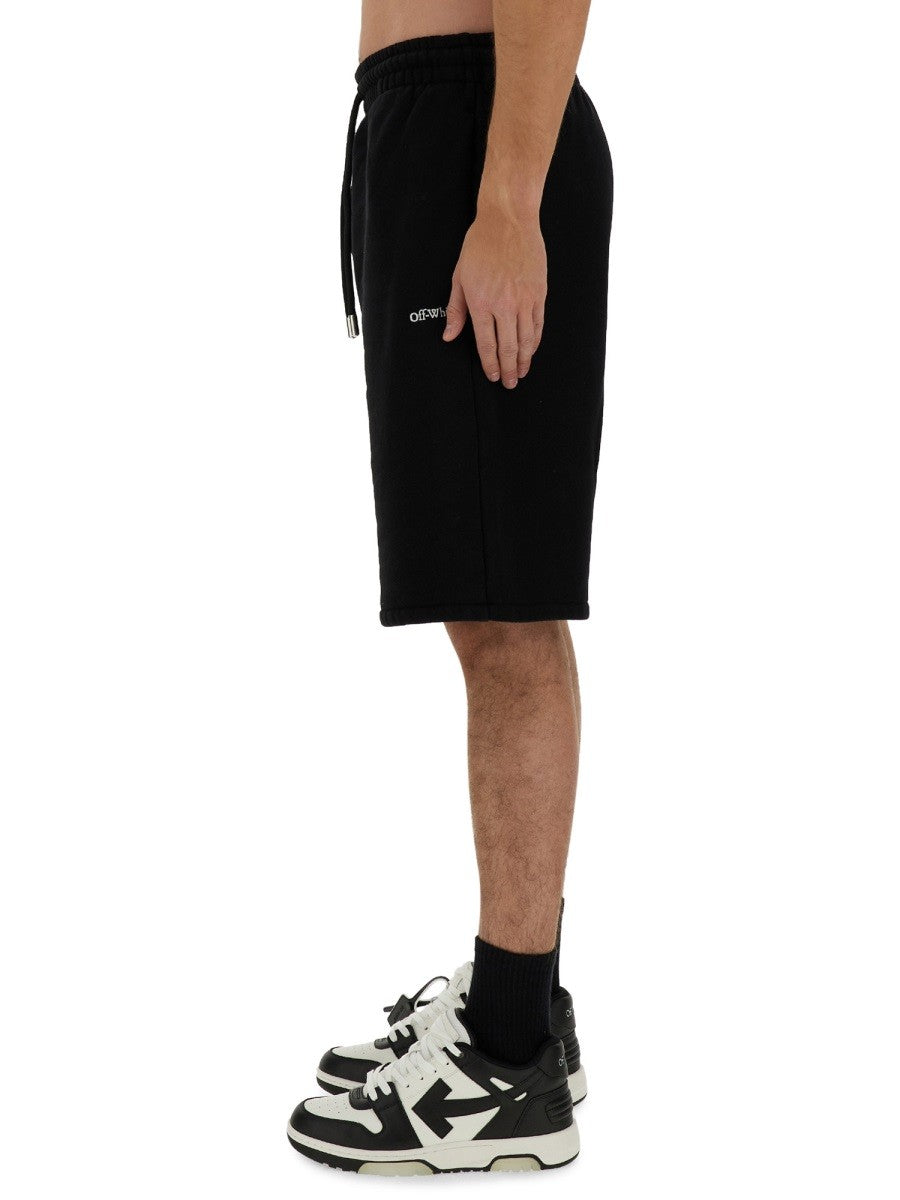 Off-White Bermuda met Logo – Zwart
