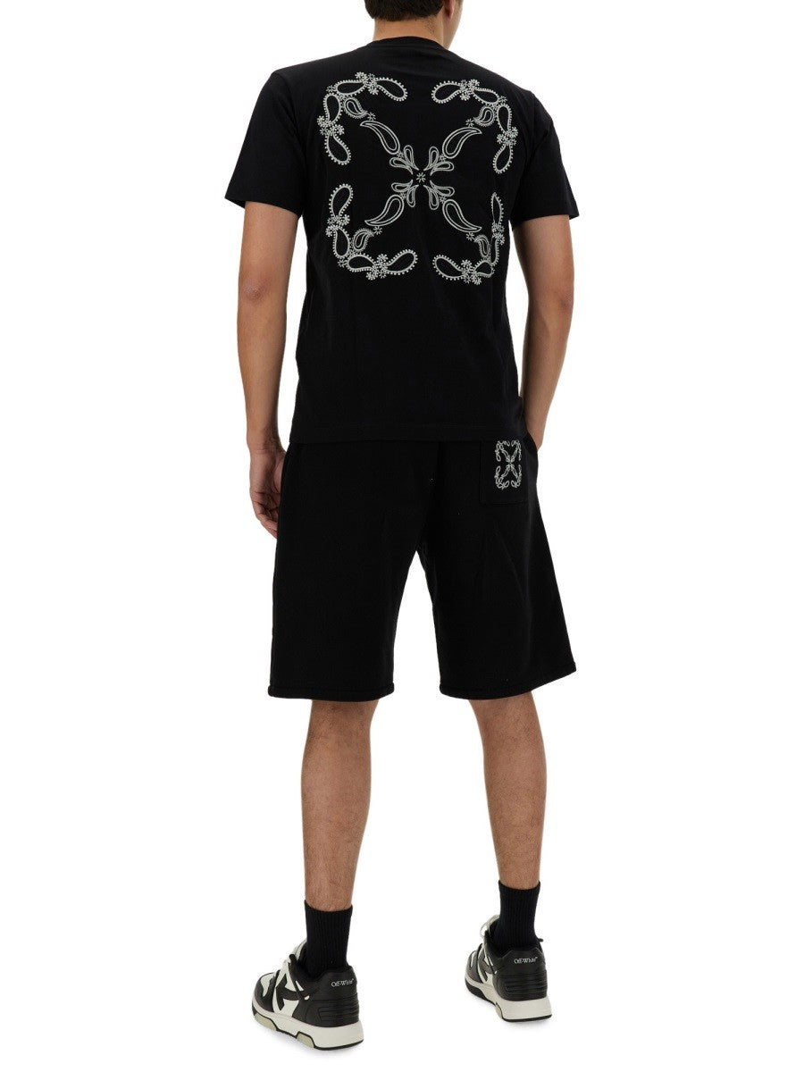 Off-White Bermuda met Logo – Zwart