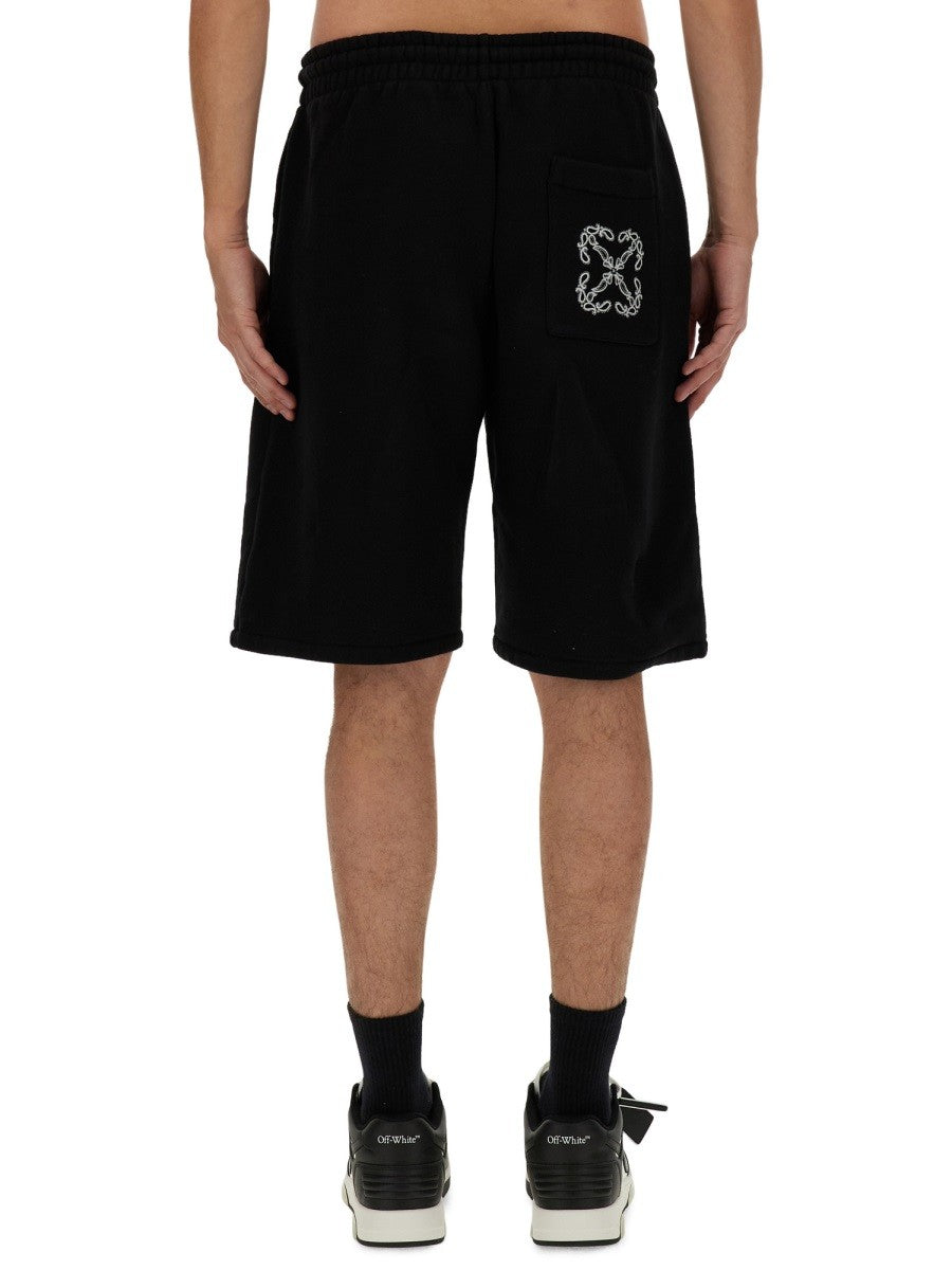 Off-White Bermuda met Logo – Zwart