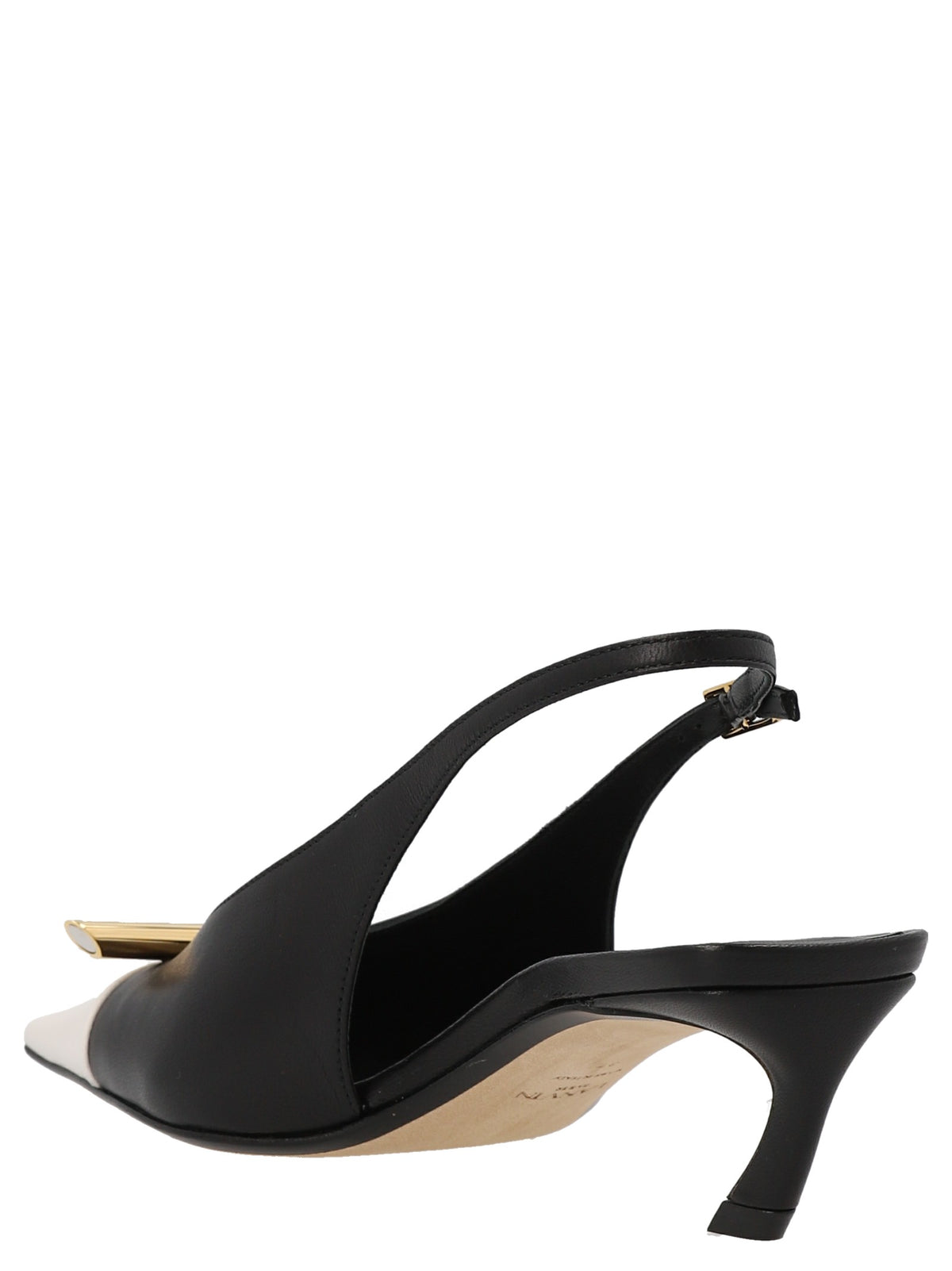 Lanvin Tweekleurige leren slingbacks – Zwart / Wit