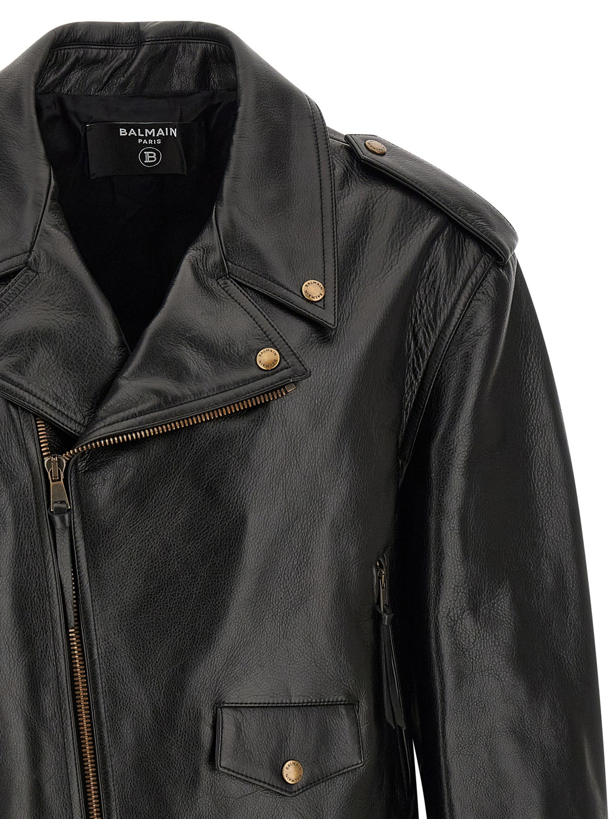 Balmain Leren bikerjack – Zwart