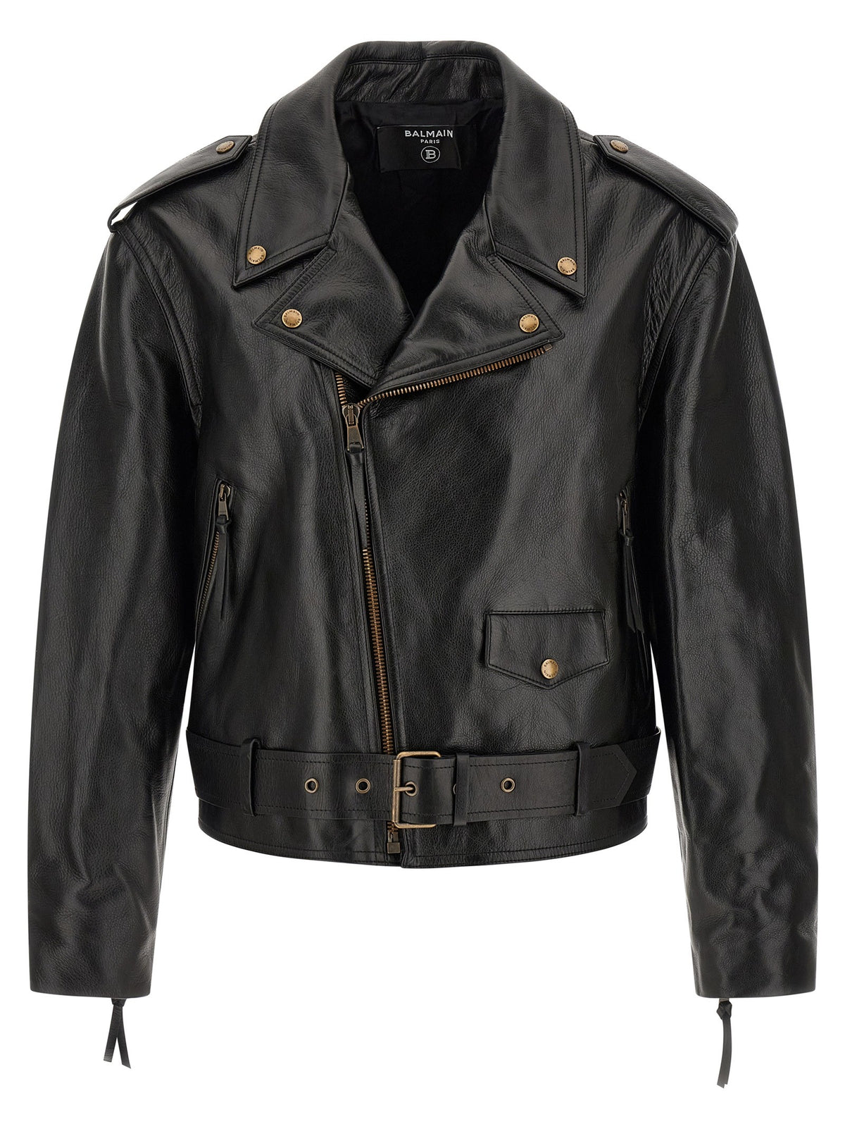 Balmain Leren bikerjack – Zwart