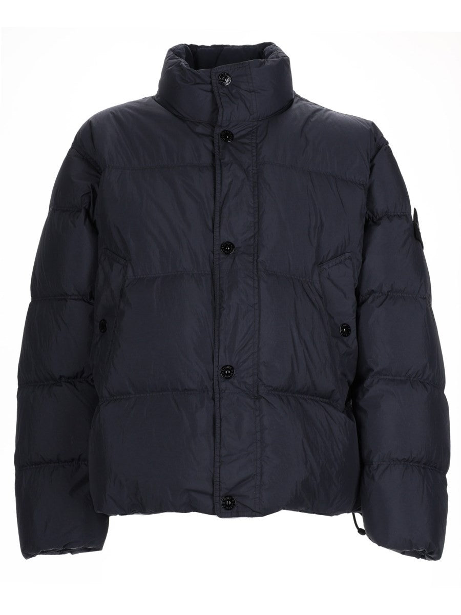 Stone Island Donsbomberjack met logopatch – Marineblauw
