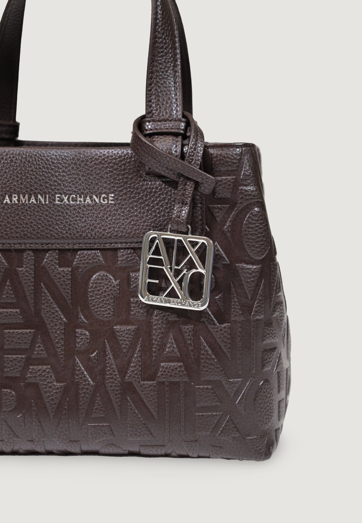 Armani Exchange Grote Handtas met Rits en Drukknoop – Bruin