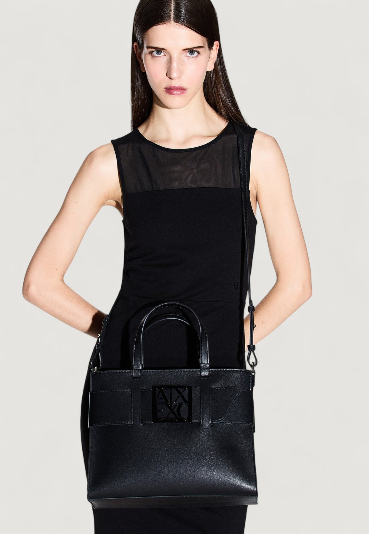Armani Exchange Imitatieleren Handtas met Schouderriem – Zwart