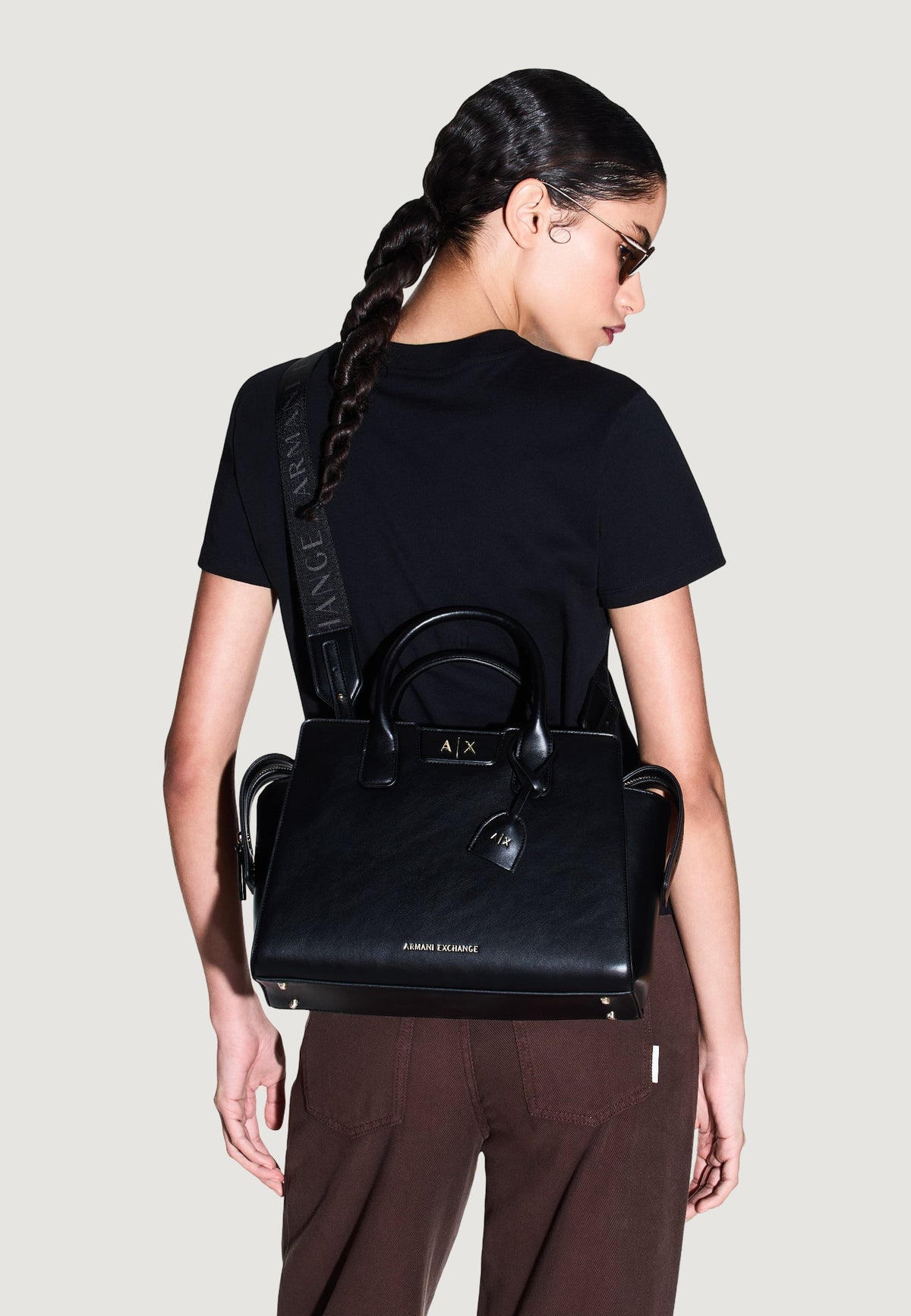 Armani Exchange Grote Handtas met Binnenvakken – Zwart