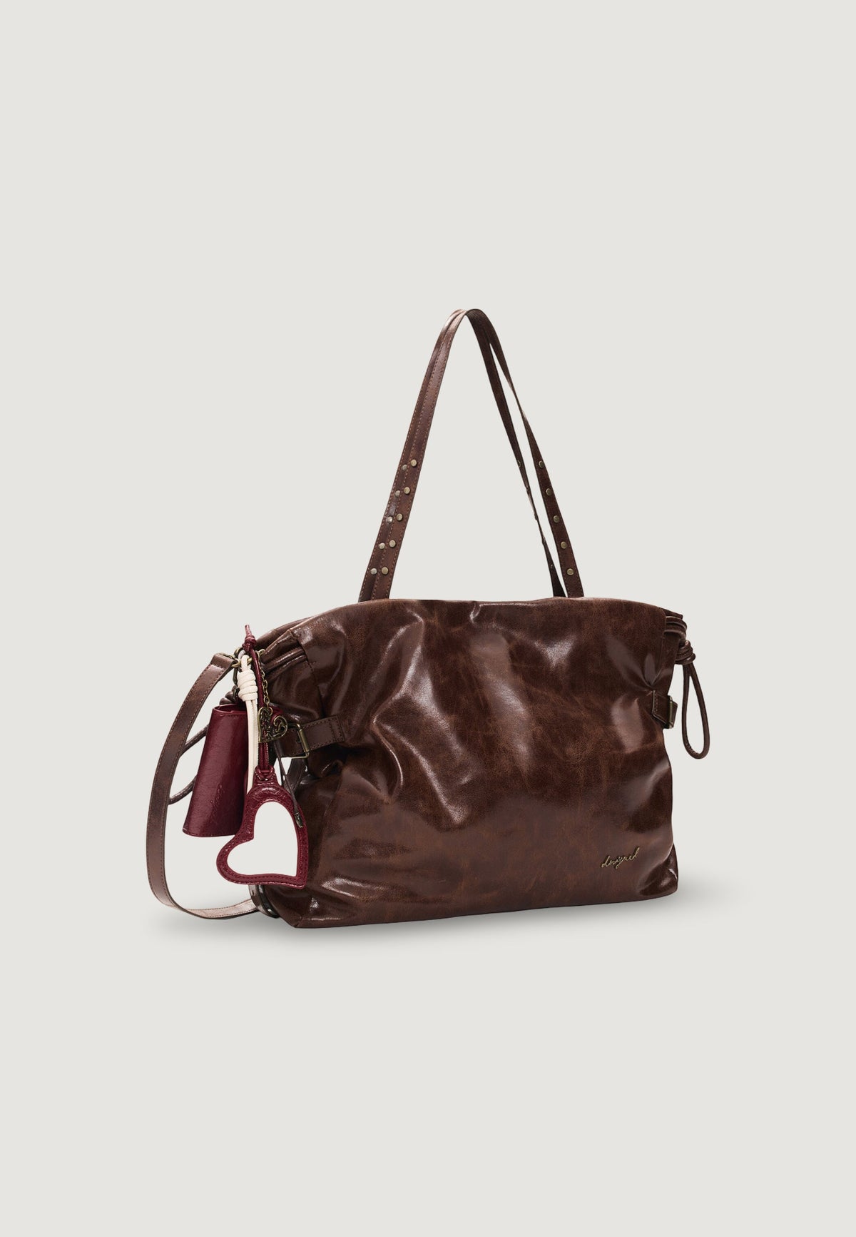 Desigual Galaxy Lifta 2.0 Shopper met studs en bedeltjes – Bruin