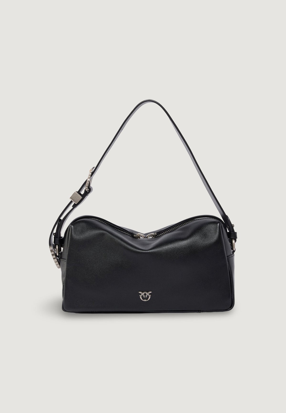 Pinko Bauletto Tritticco Leren Schoudertas – Zwart