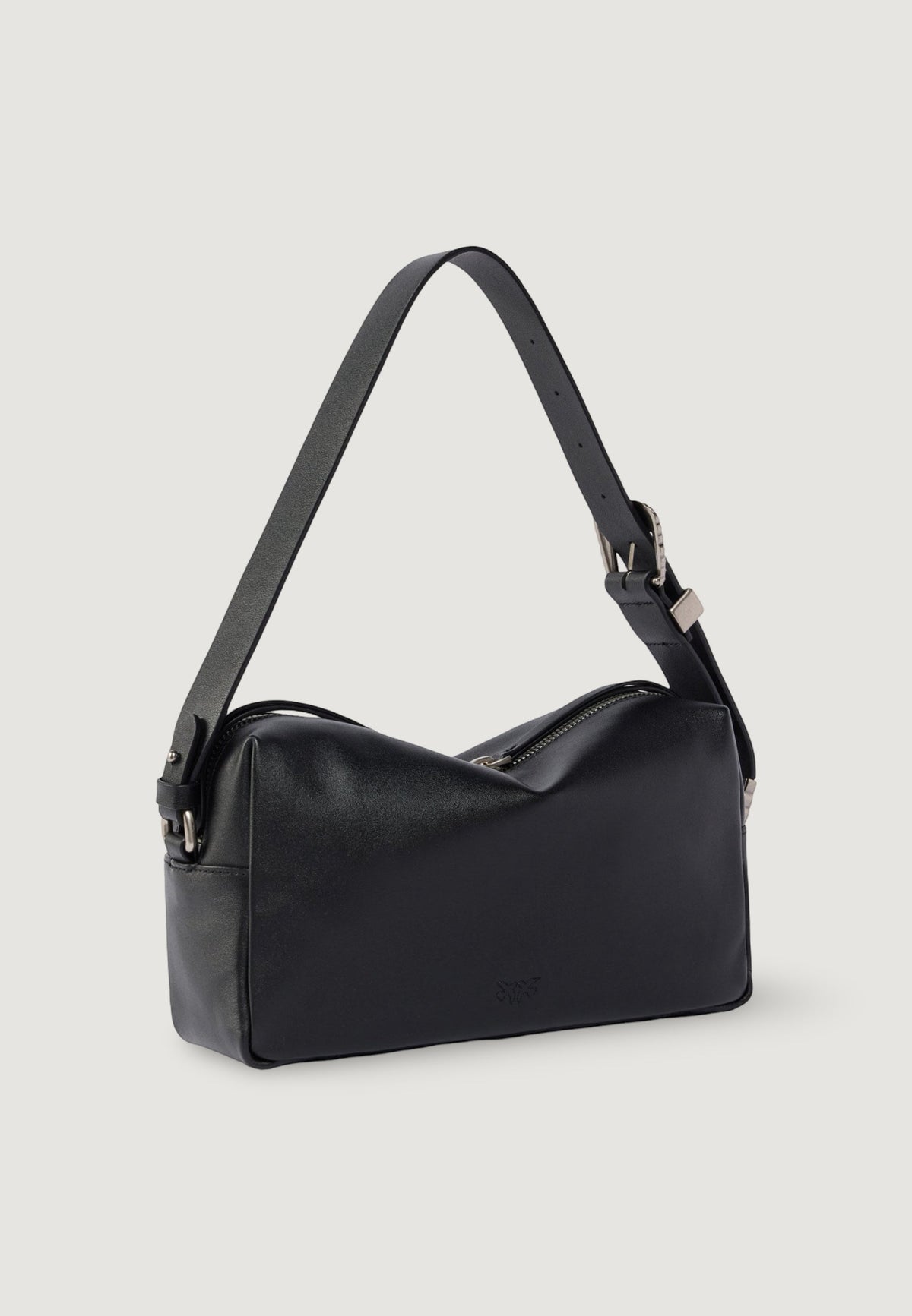 Pinko Bauletto Tritticco Leren Schoudertas – Zwart