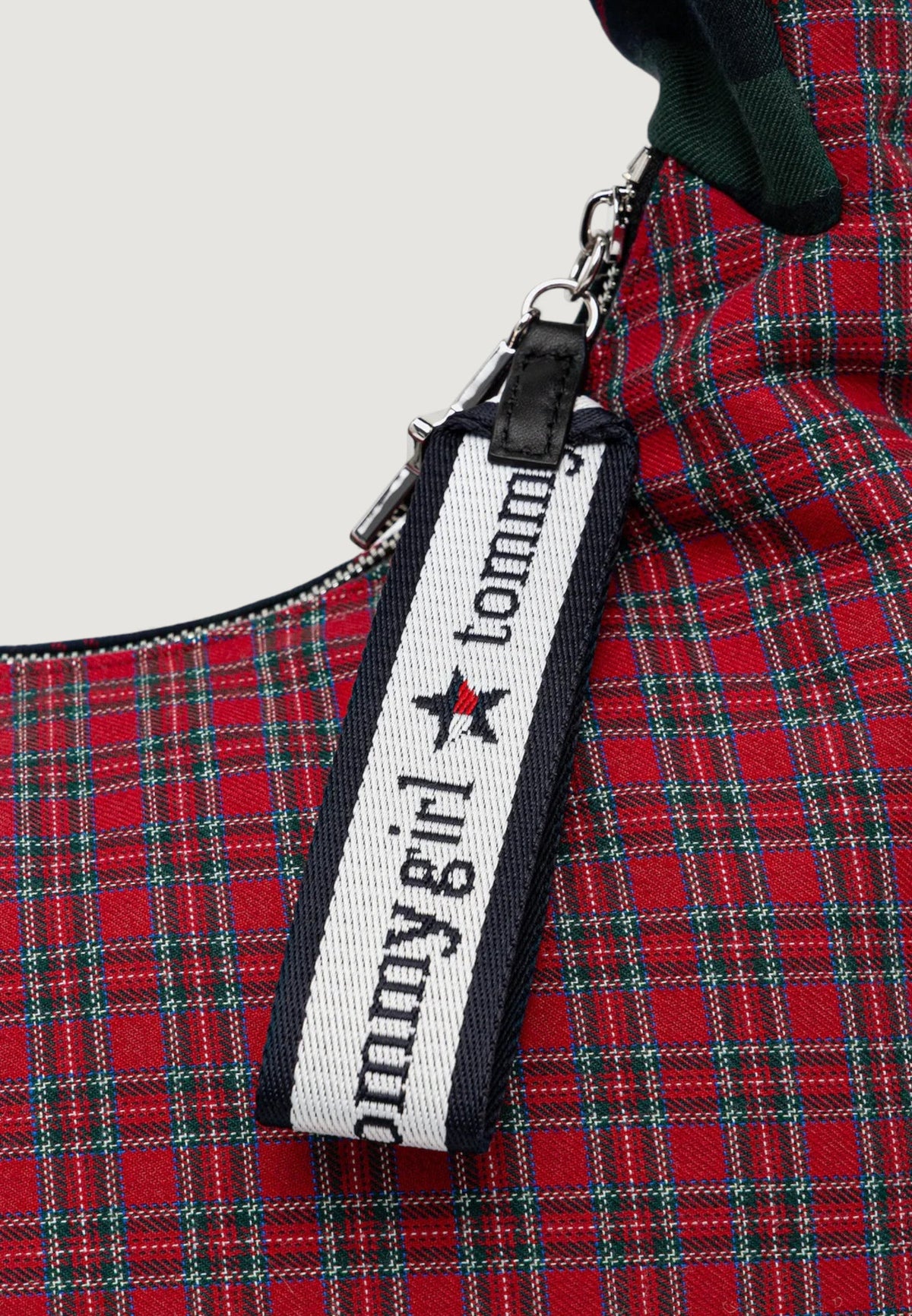 Tommy Hilfiger Katoenen Handtas met Ruitpatroon – Rood