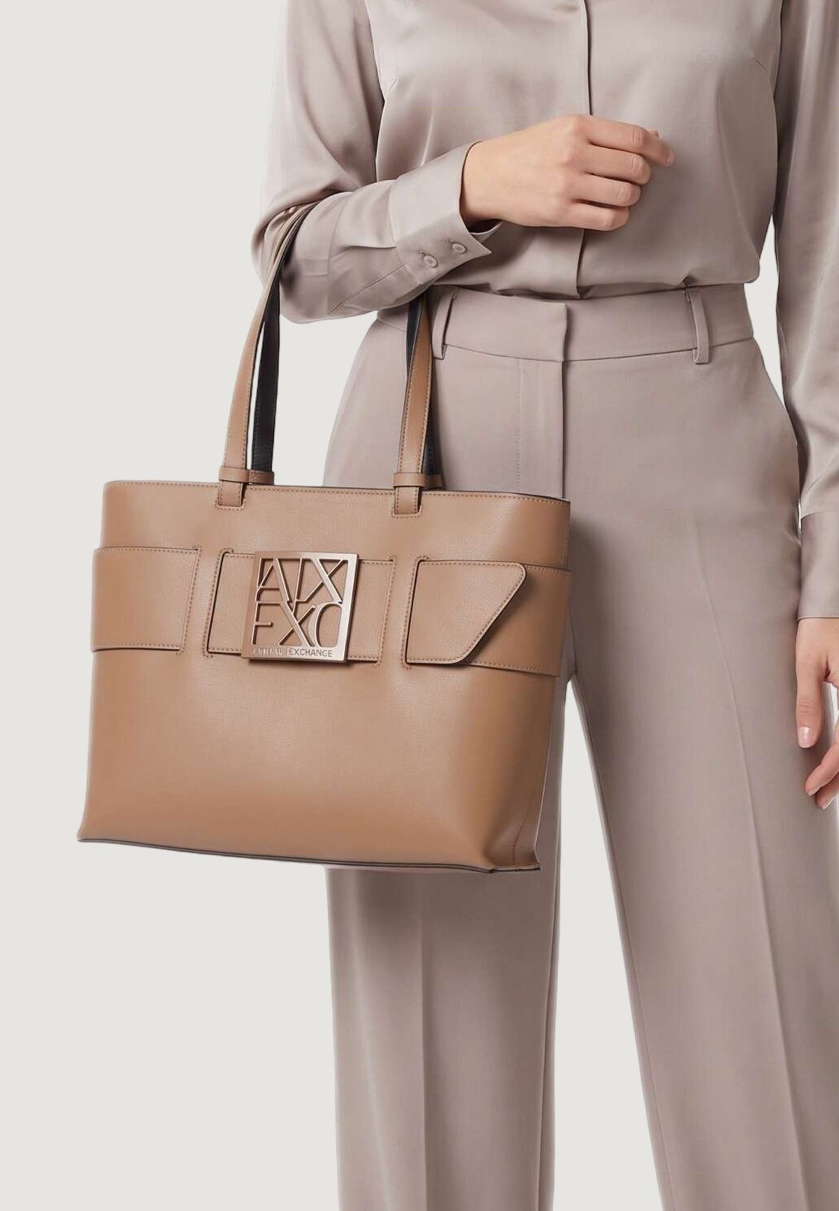 Armani Exchange Middelgrote Polyurethaan Handtas – Beige