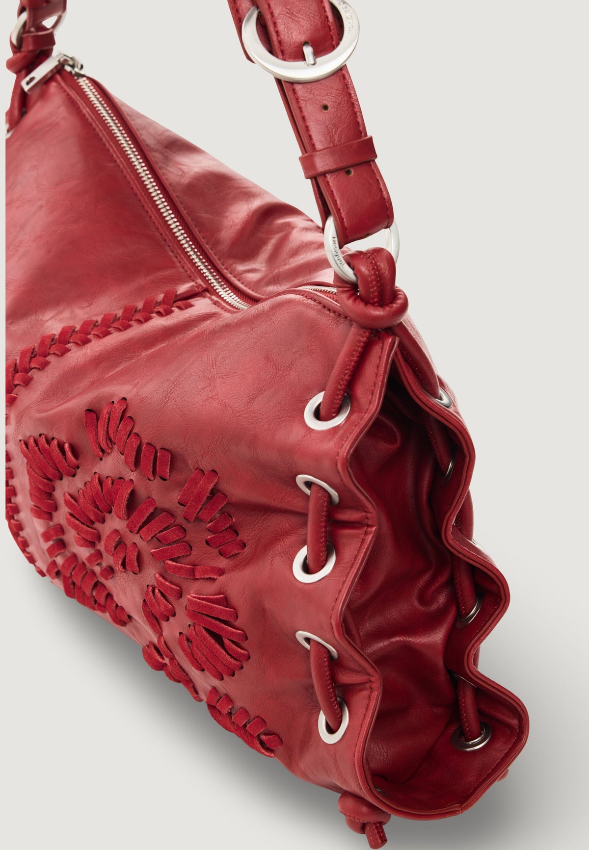 Desigual Alisio Xela Schoudertas met lasergesneden bloemen – Rood