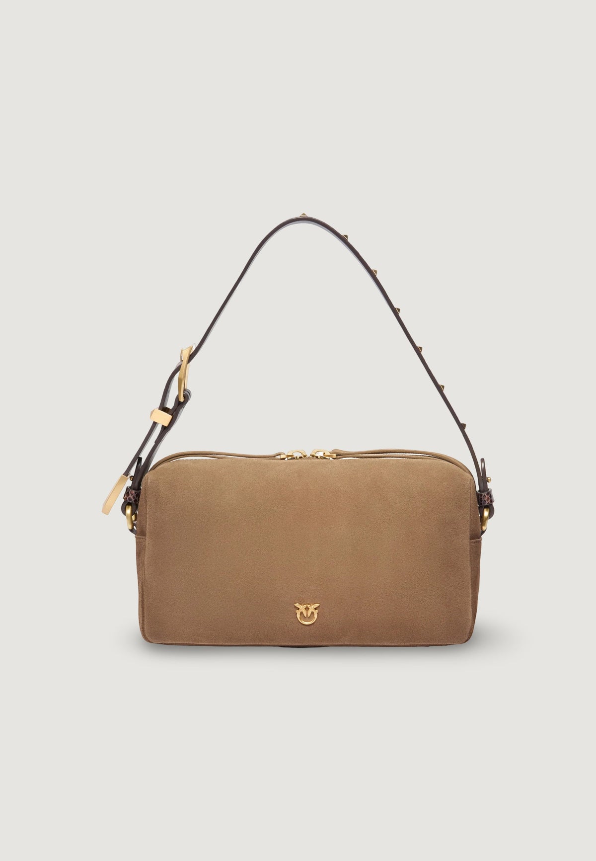 Pinko Bauletto Tritticco Suède Handtas – Beige