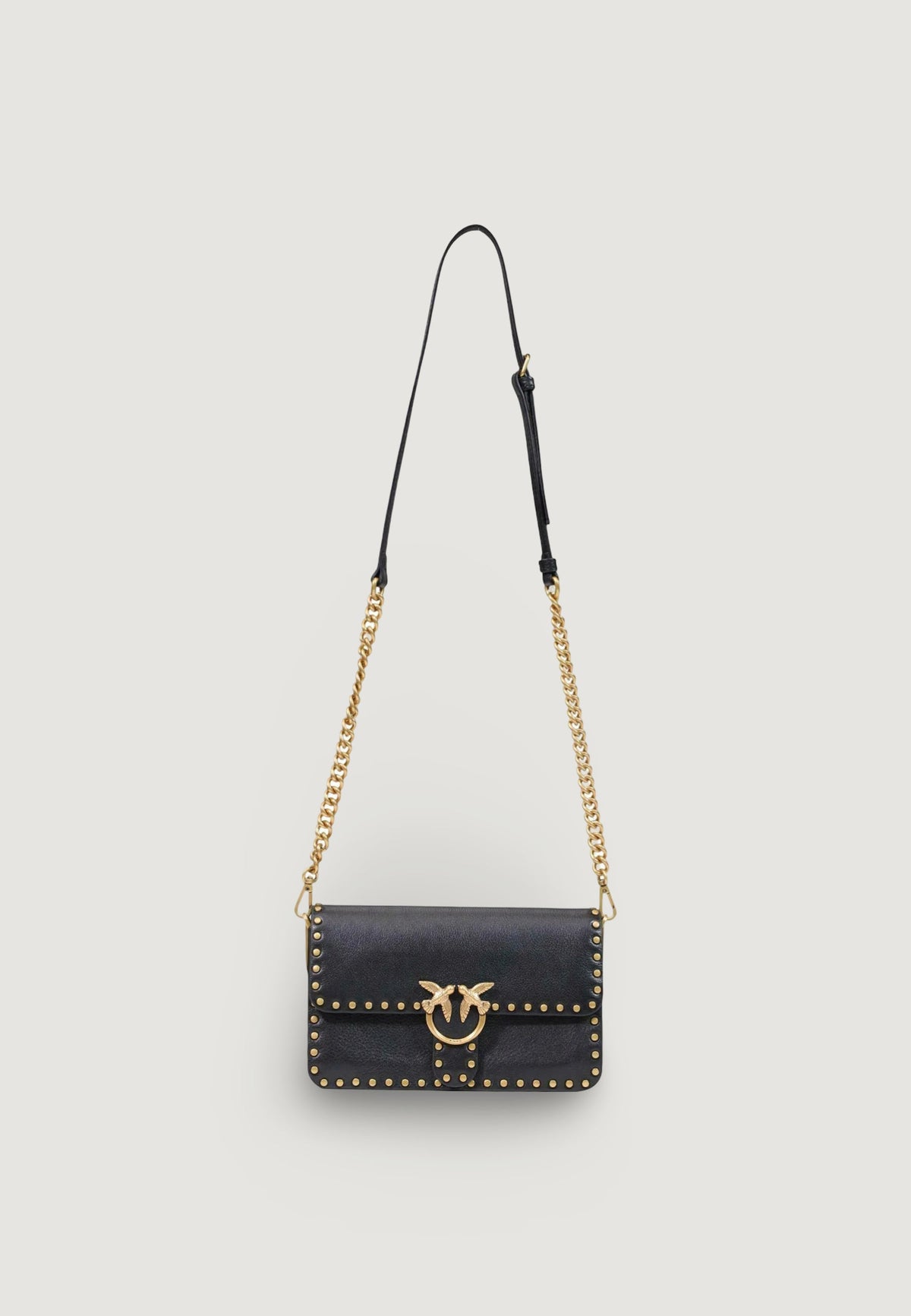 Pinko Love One Slouchy Classic Studs Schoudertas – Zwart