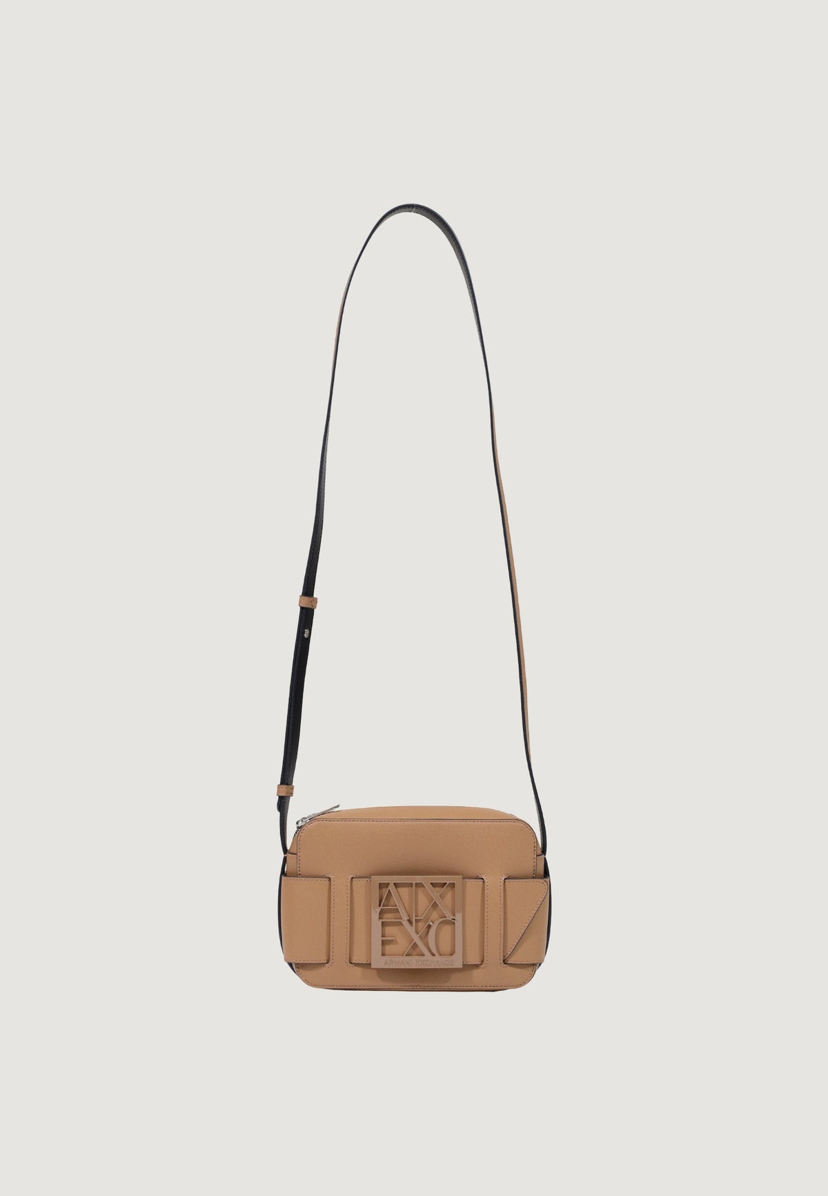Armani Exchange Kleine Polyurethaan Schoudertas – Beige