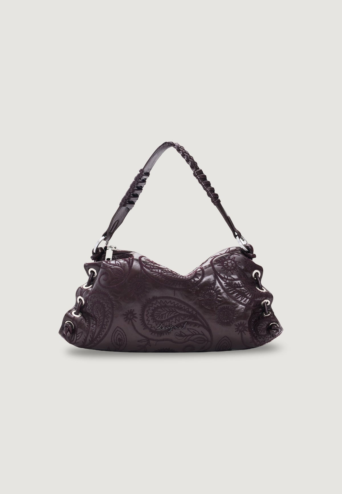 Desigual Siroco Xela Kleine schoudertas met paisleyreliëf – Bordeaux