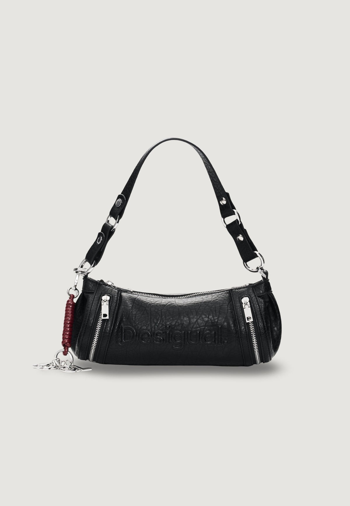 Desigual Half Logo Zarauz Kleine schoudertas met bedel – Zwart