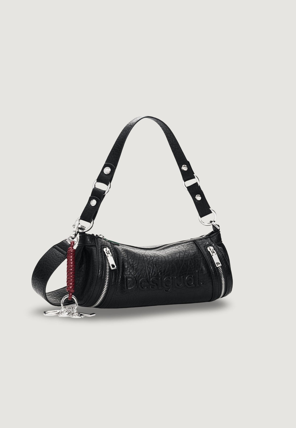 Desigual Half Logo Zarauz Kleine schoudertas met bedel – Zwart