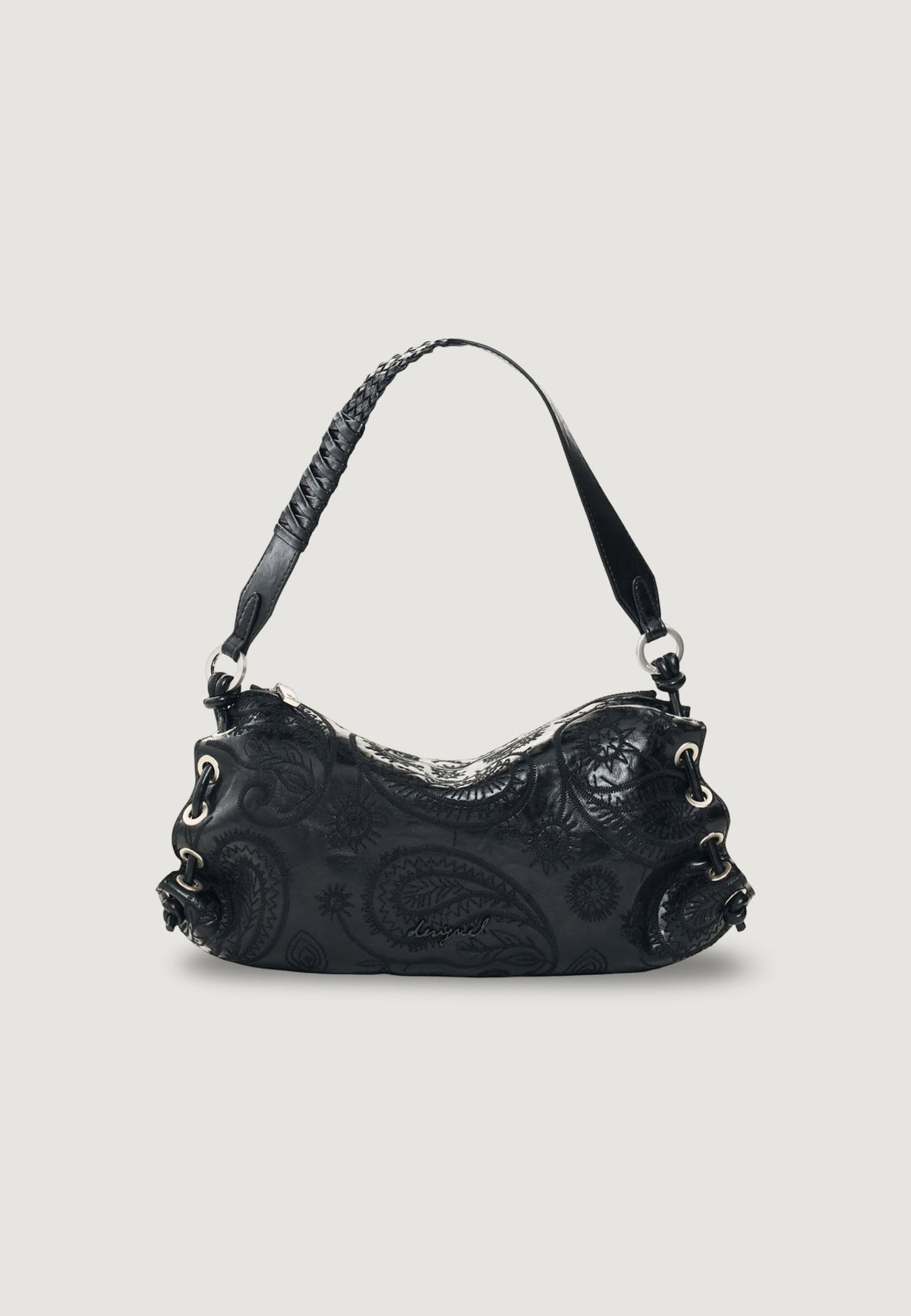 Desigual Siroco Xela Kleine schoudertas met paisleyreliëf – Zwart